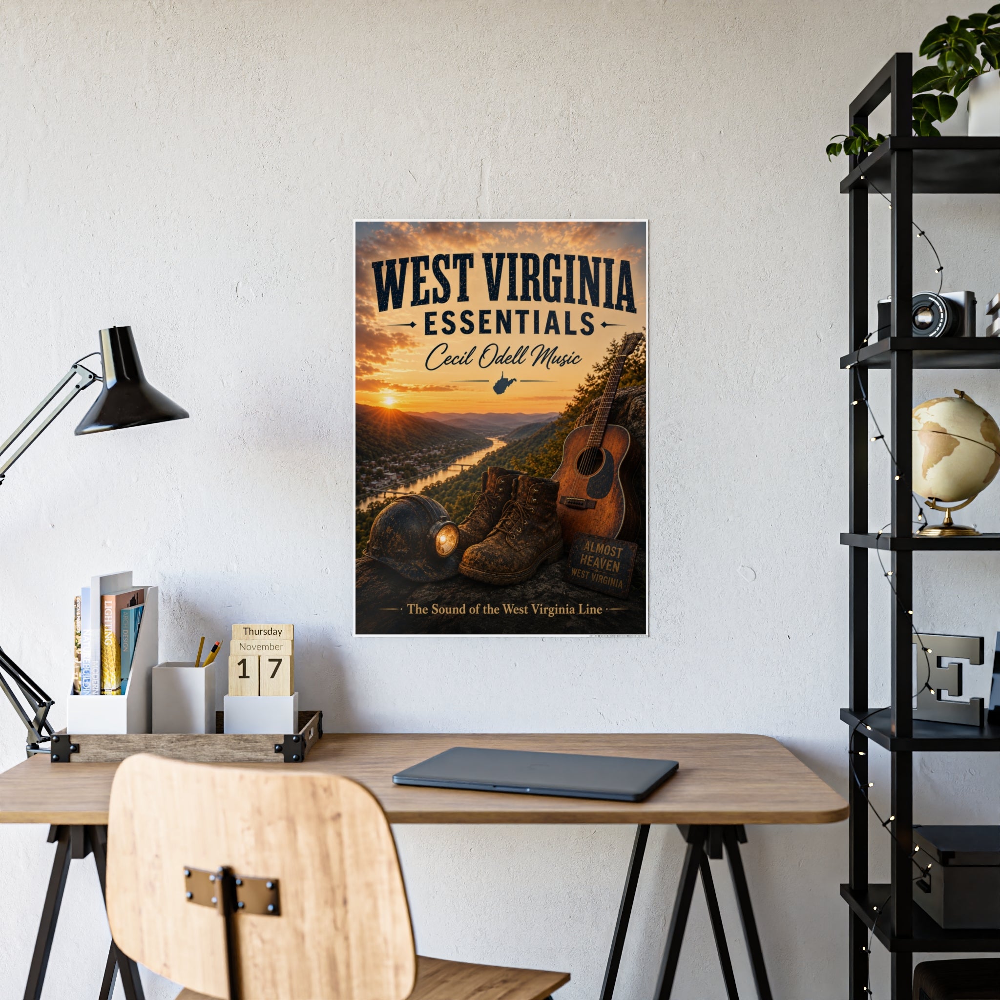 West Virginia Essentials Poster — Rustic Mountain Music Travel Wall Art