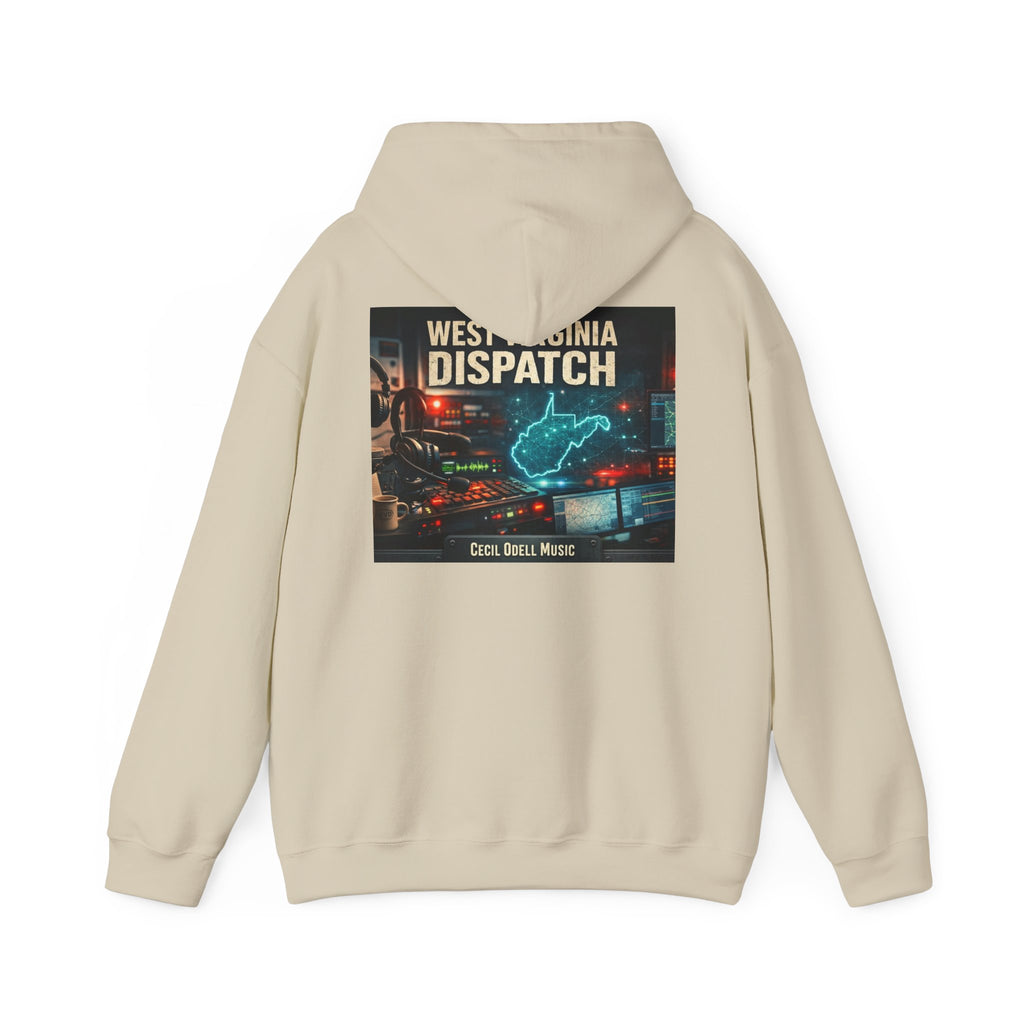 West Virginia Dispatch Hoodie: Retro Neon State Map & Eagle Graphic