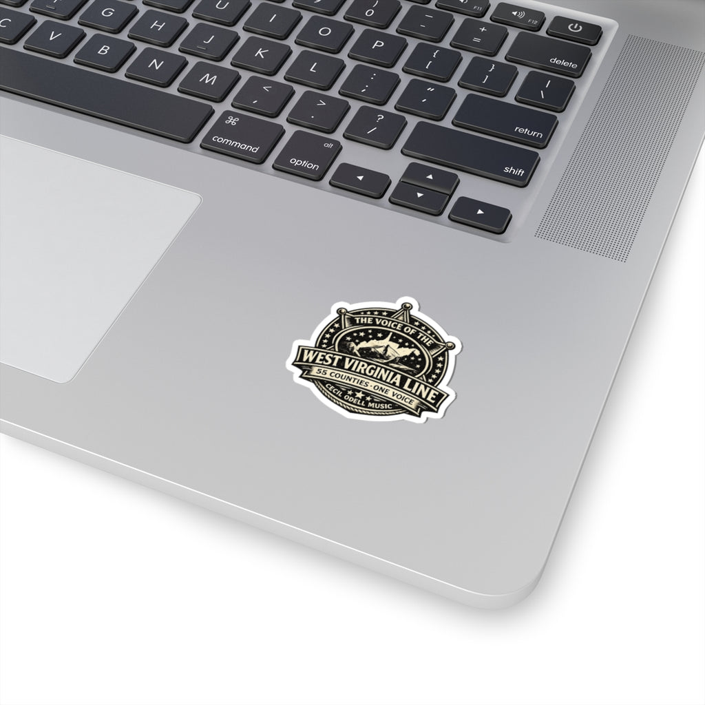 West Virginia Line Vintage Badge Kiss-Cut Sticker: “The Voice of the West Virginia Line”