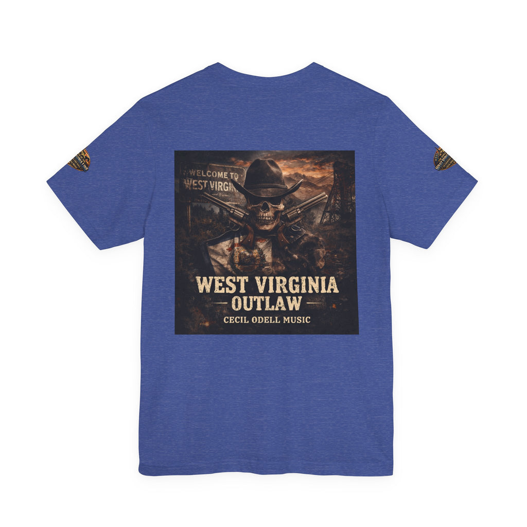 West Virginia Outlaw T-Shirt: Rustic Skull & Guns Country Graphic Tee