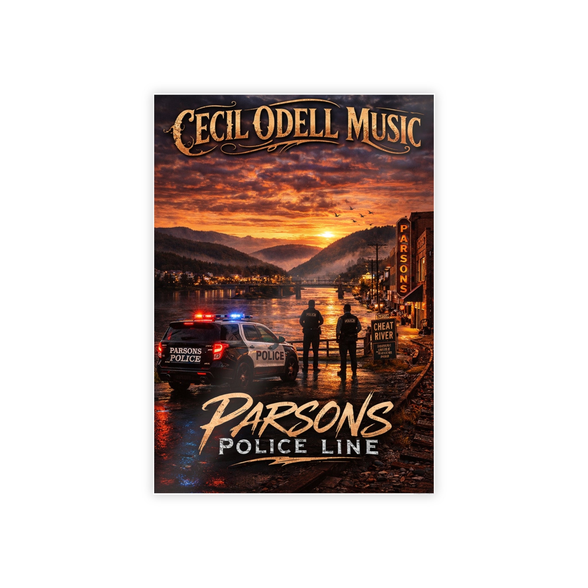 Police Line Poster: "Parsons" Sunset Crime Scene Music Print