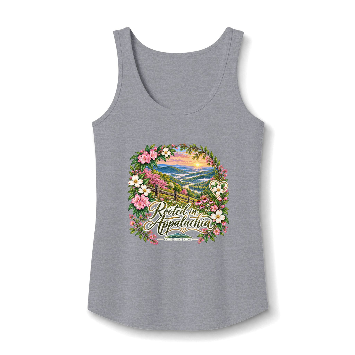 Appalachian Floral Tank Top — "Rooted in Appalachia" Scenic Women's Cotton Tank