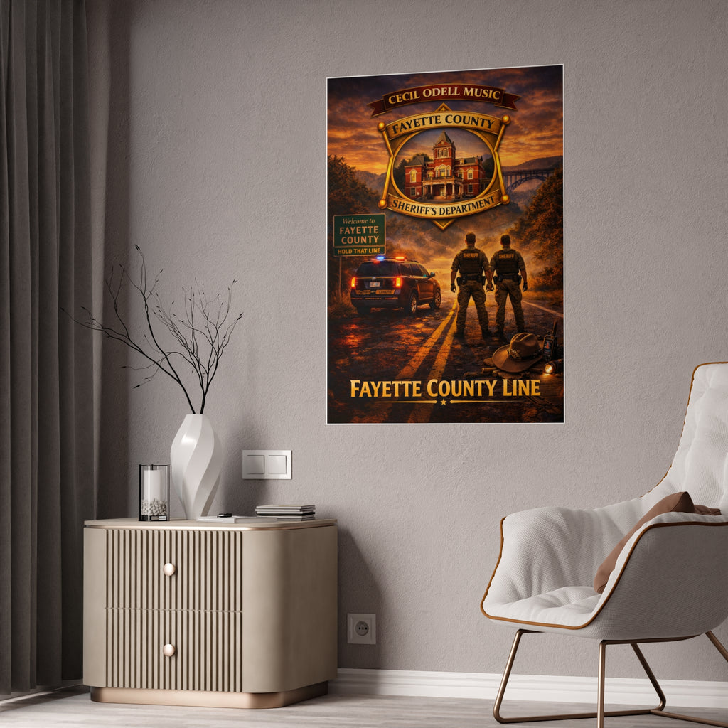 Fayette County Line Sheriff Poster: Gloss Police Badge Wall Art