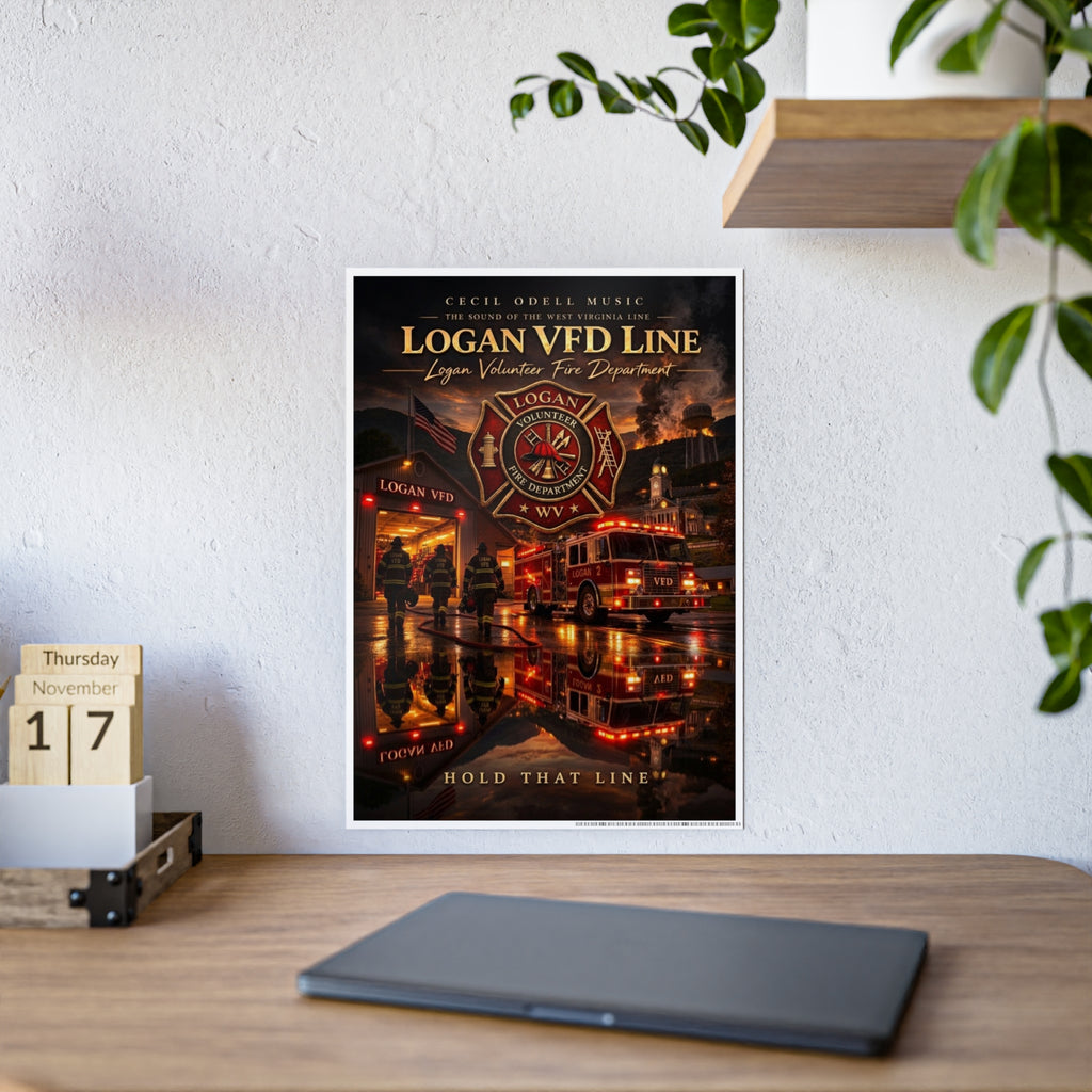 Firefighter Poster: 'Logan VFD Line' Gloss Fire Department Print