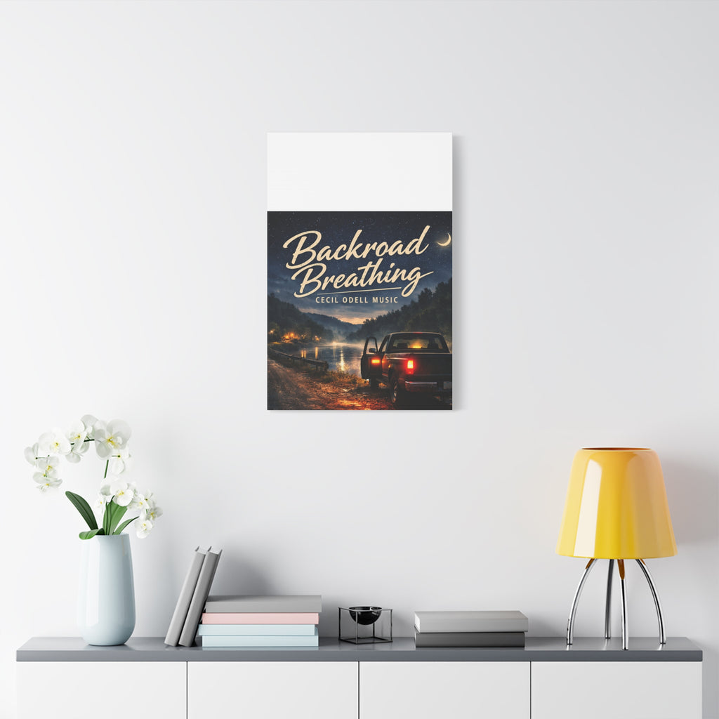 Backroad Breathing Matte Canvas Wall Art: Night Truck Landscape Music Print