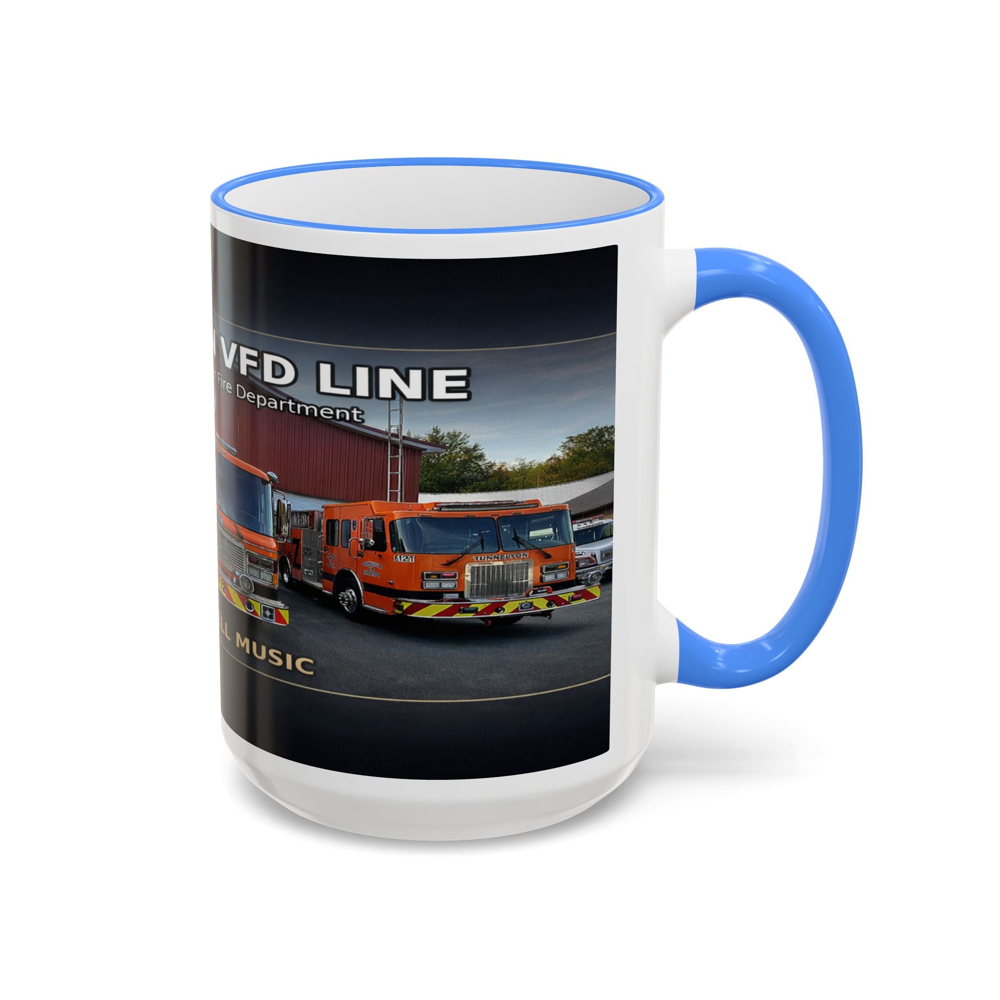 Fire Truck Photo Accent Rim Mug: "Cecil Odell Music" Volunteer Fire Department Tribute (11oz/15oz)