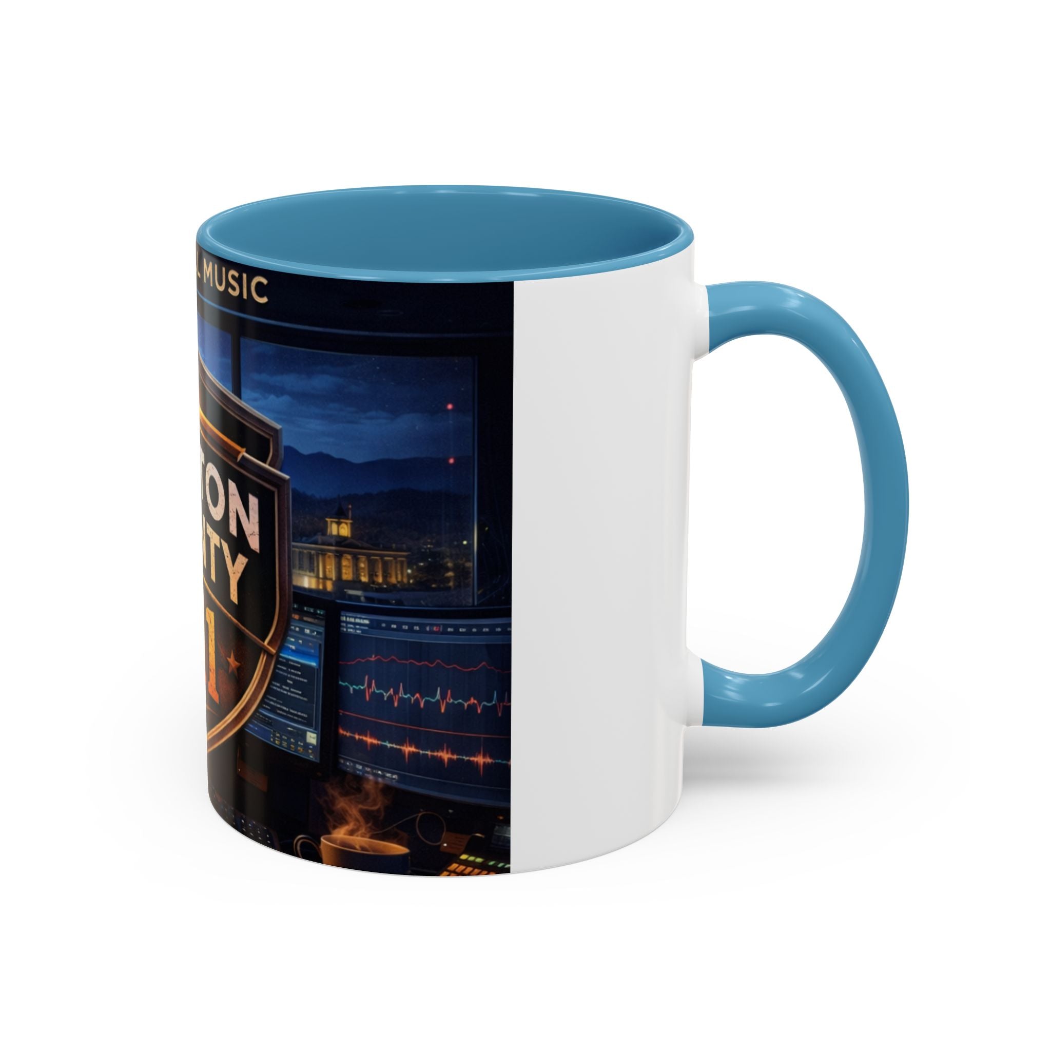 Preston County 911 Coffee Mug: Emergency Dispatch Badge Accent Mug