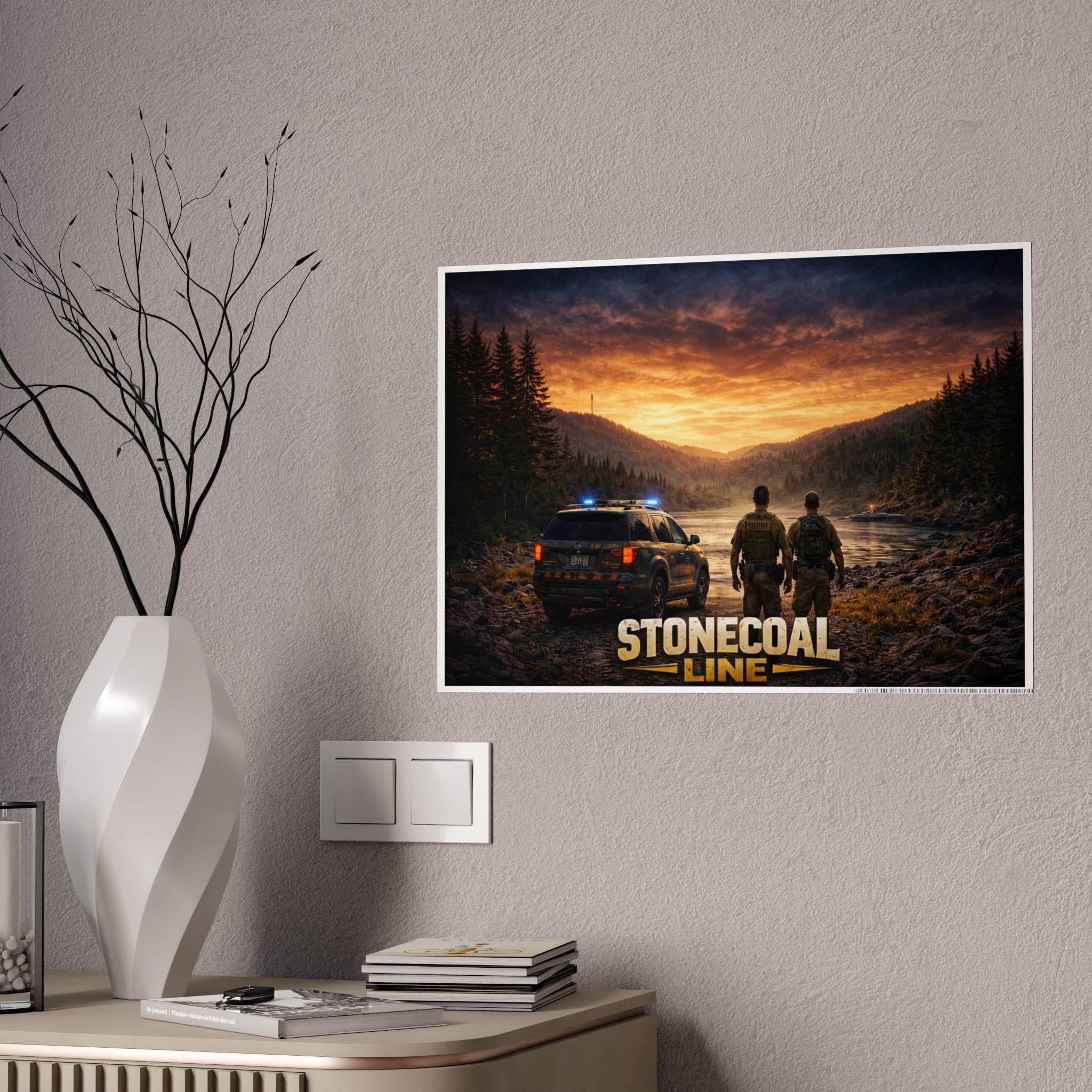 Stonecoal Line Gloss Poster: Law Enforcement Scenic Sunset Print
