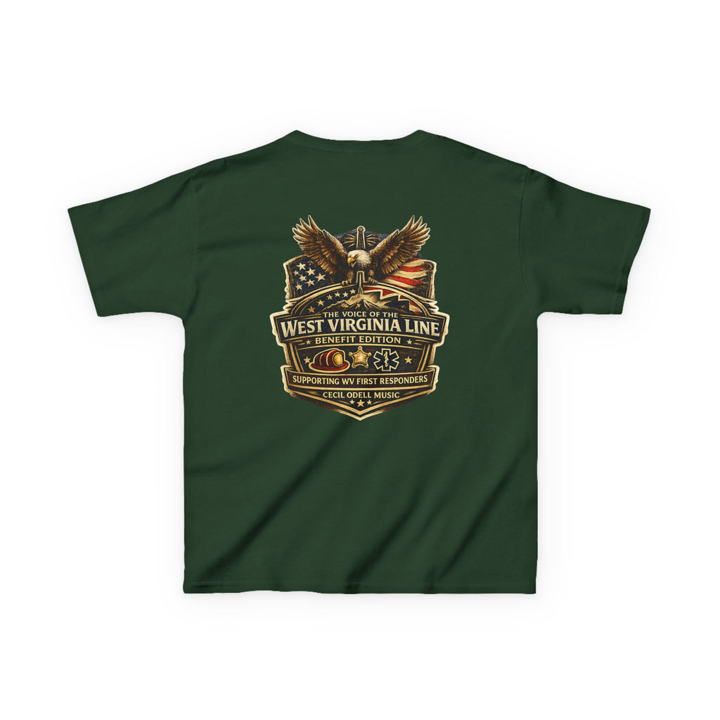 Kids T‑Shirt: Vintage West Virginia Line Badge with Eagle & American Flag