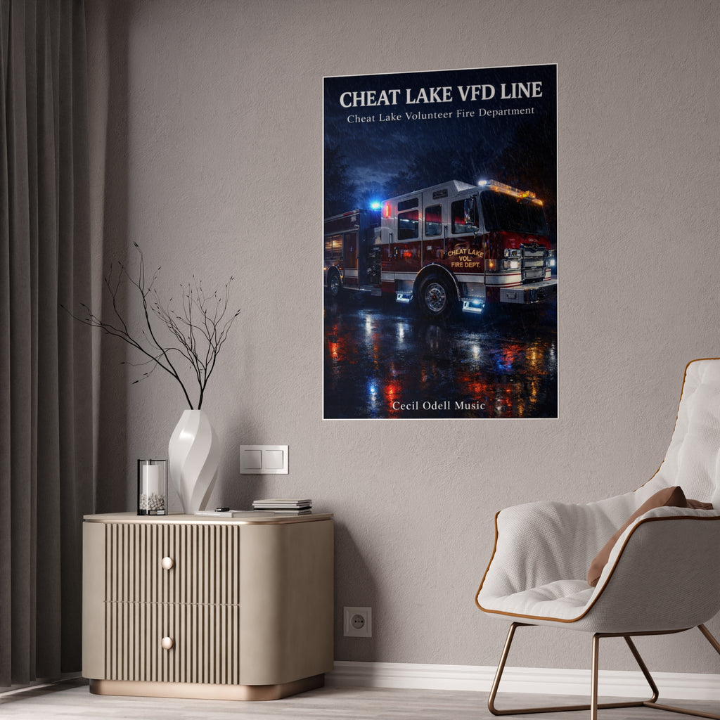 Cheat Lake VFD Line Poster: Volunteer Fire Department Gloss Print
