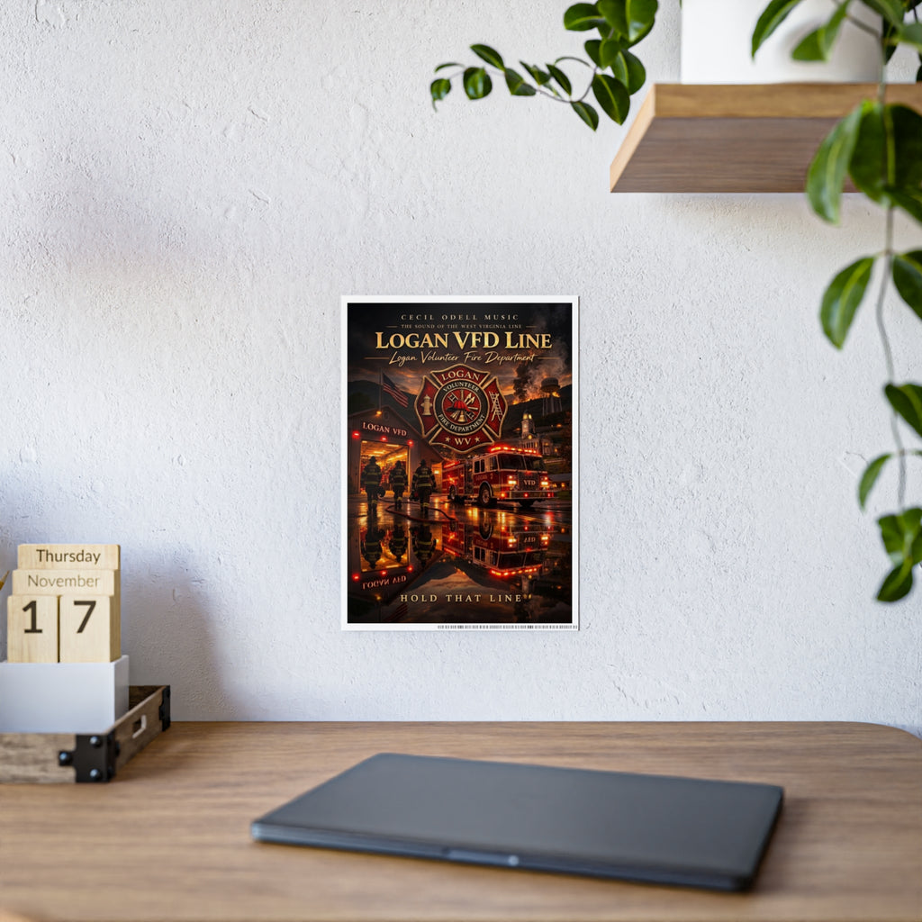 Firefighter Poster: 'Logan VFD Line' Gloss Fire Department Print