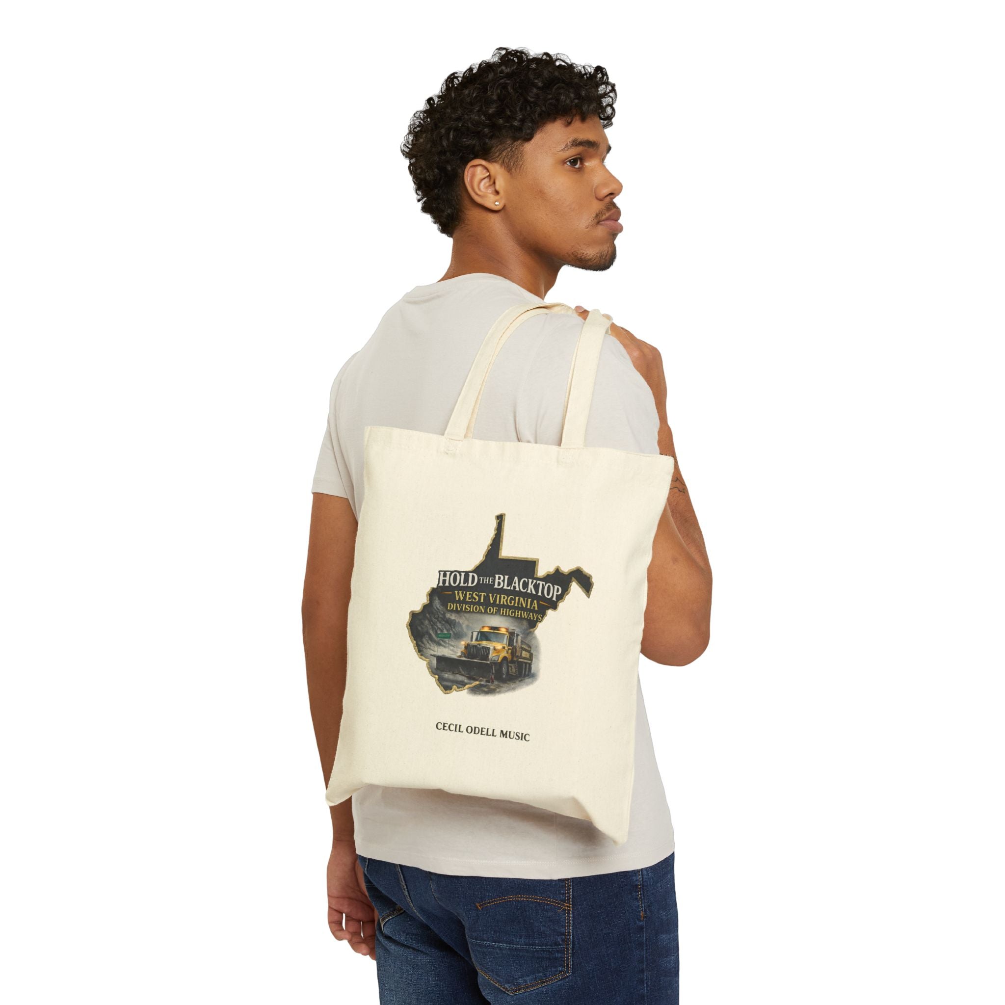 West Virginia Road Trip Tote Bag: “Hold the Blacktop” Music Design