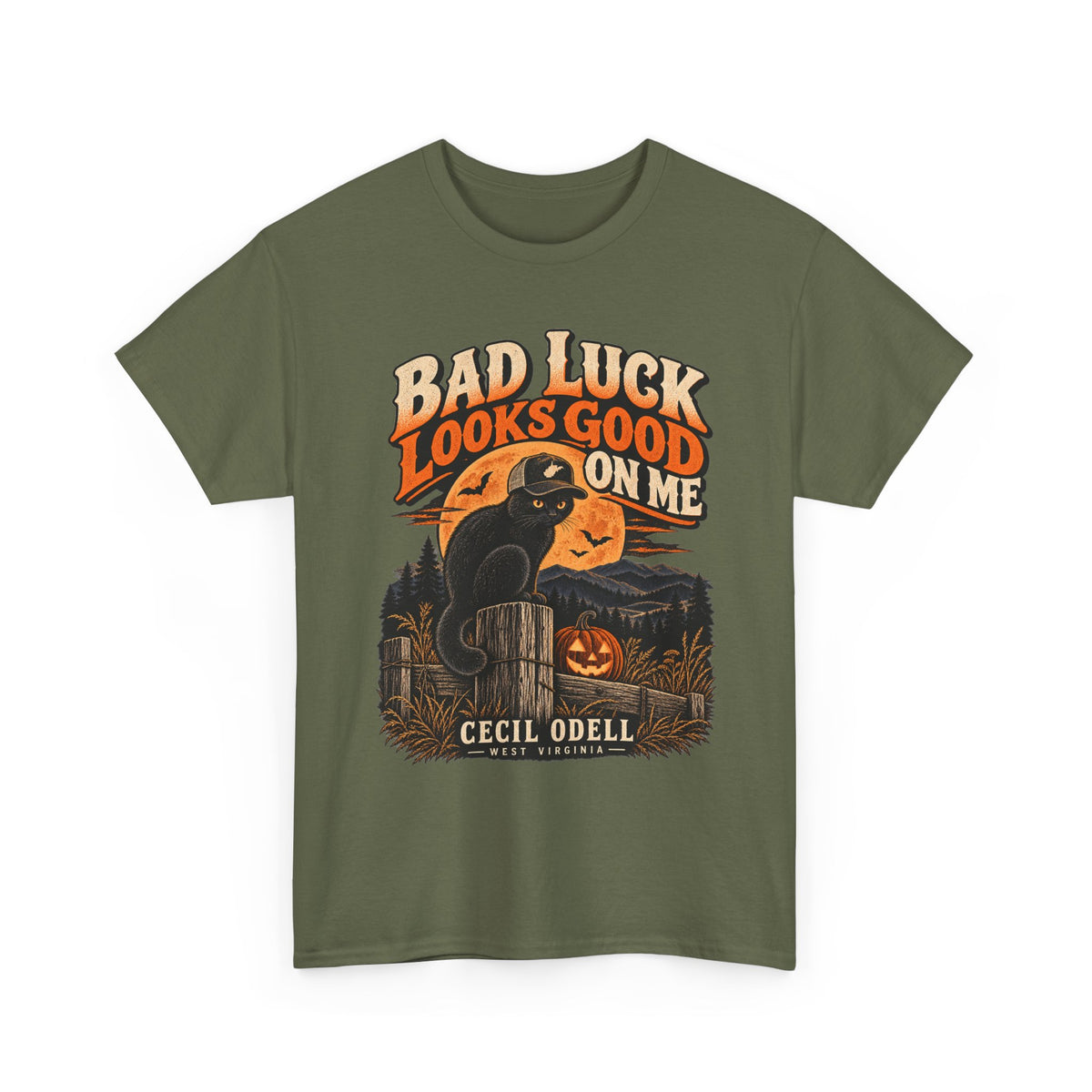 Bad Luck Looks Good on Me Halloween Tee | Cecil Odell