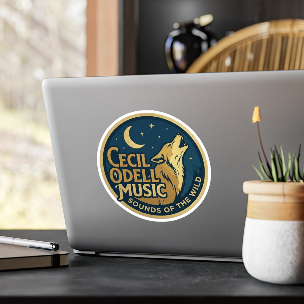Cecil Odell Music Kiss-Cut Vinyl Sticker: 'Sounds of the Wild' Wolf Moon Decal