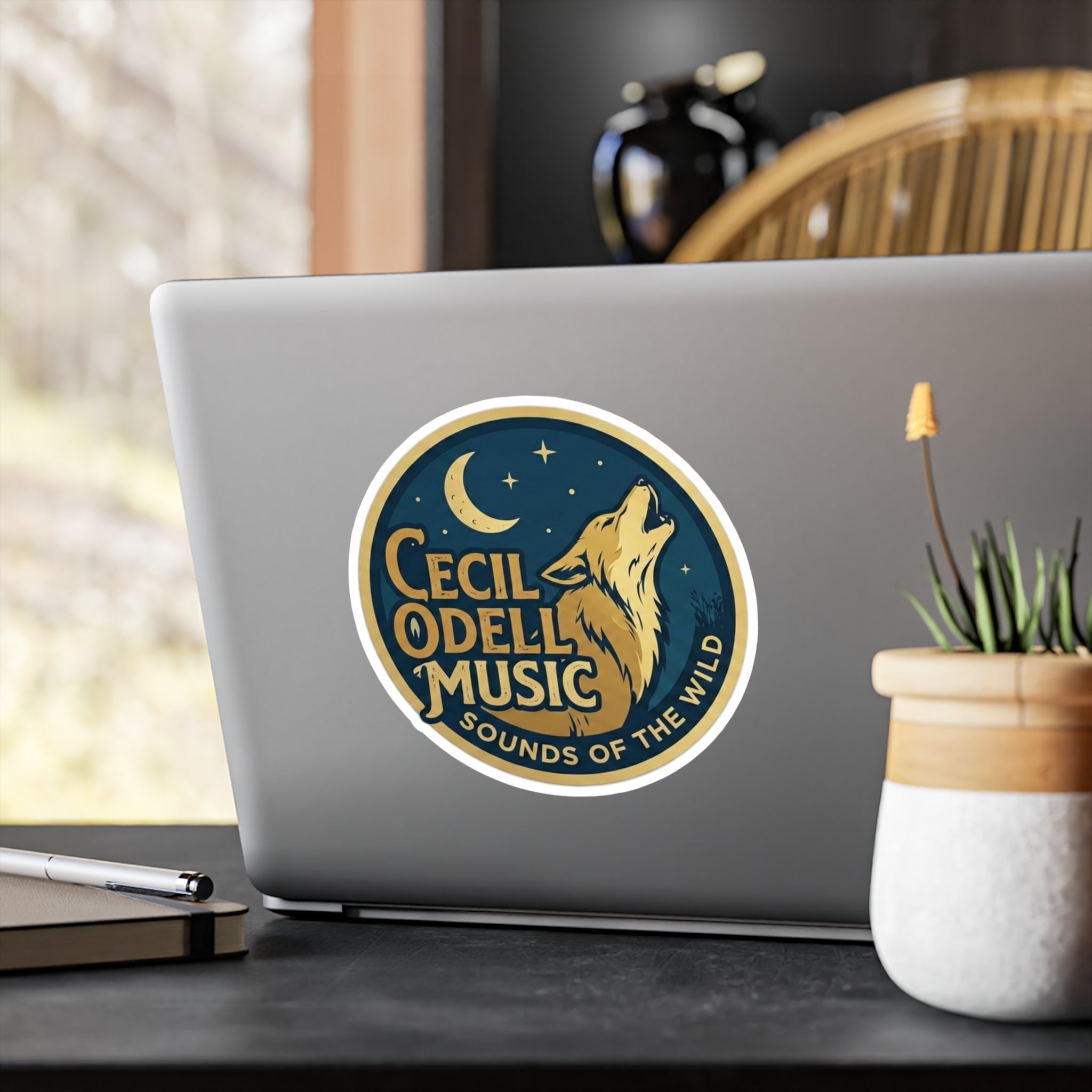 Cecil Odell Music Kiss-Cut Vinyl Sticker: 'Sounds of the Wild' Wolf Moon Decal