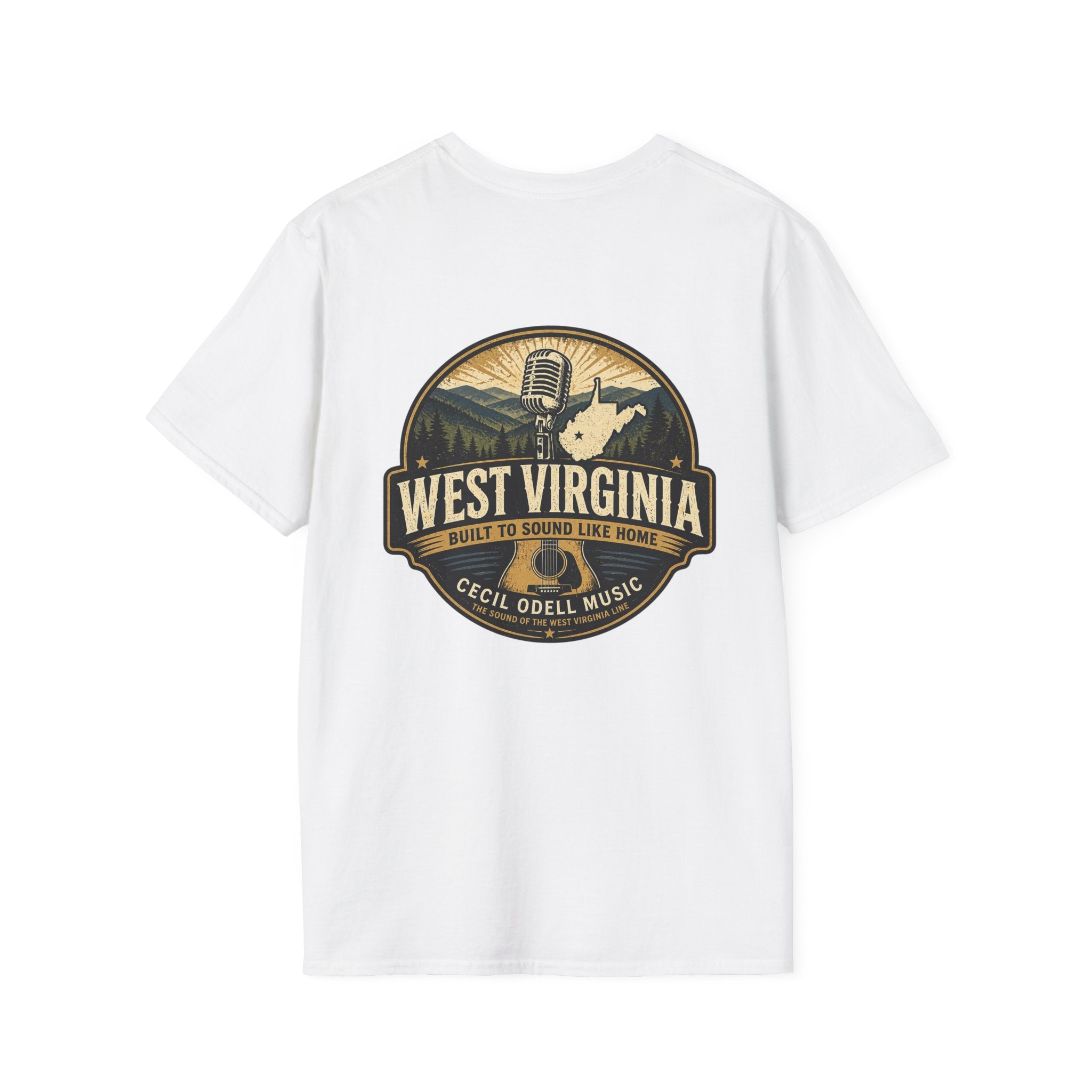 West Virginia Music T-Shirt: "Built to Sound Like Home" Vintage State Guitar Tee