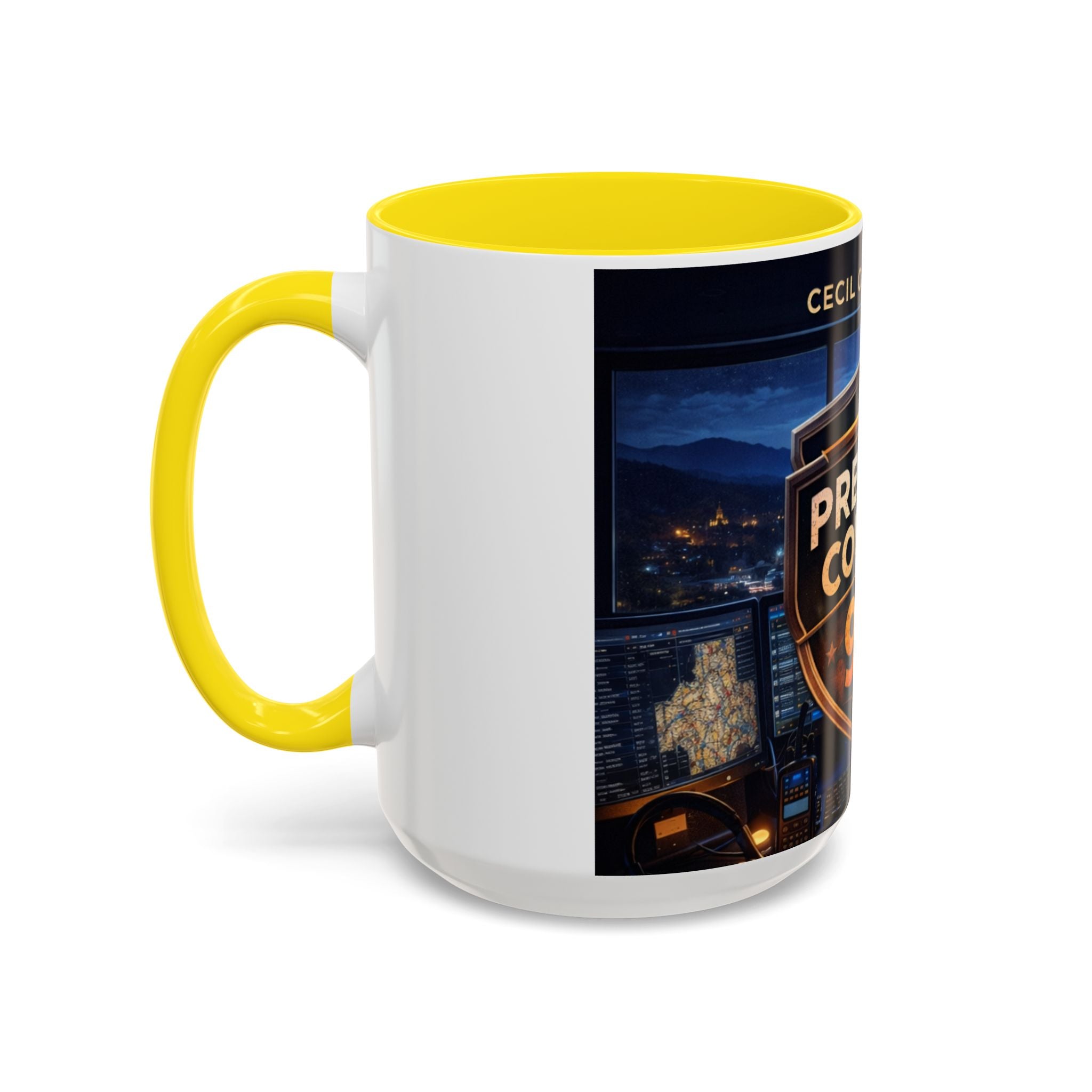 Preston County 911 Coffee Mug: Emergency Dispatch Badge Accent Mug