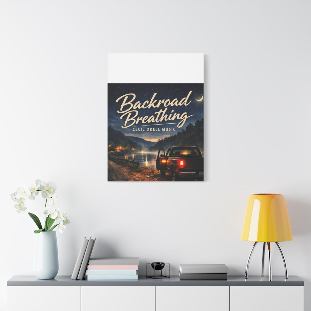 Backroad Breathing Matte Canvas Wall Art: Night Truck Landscape Music Print
