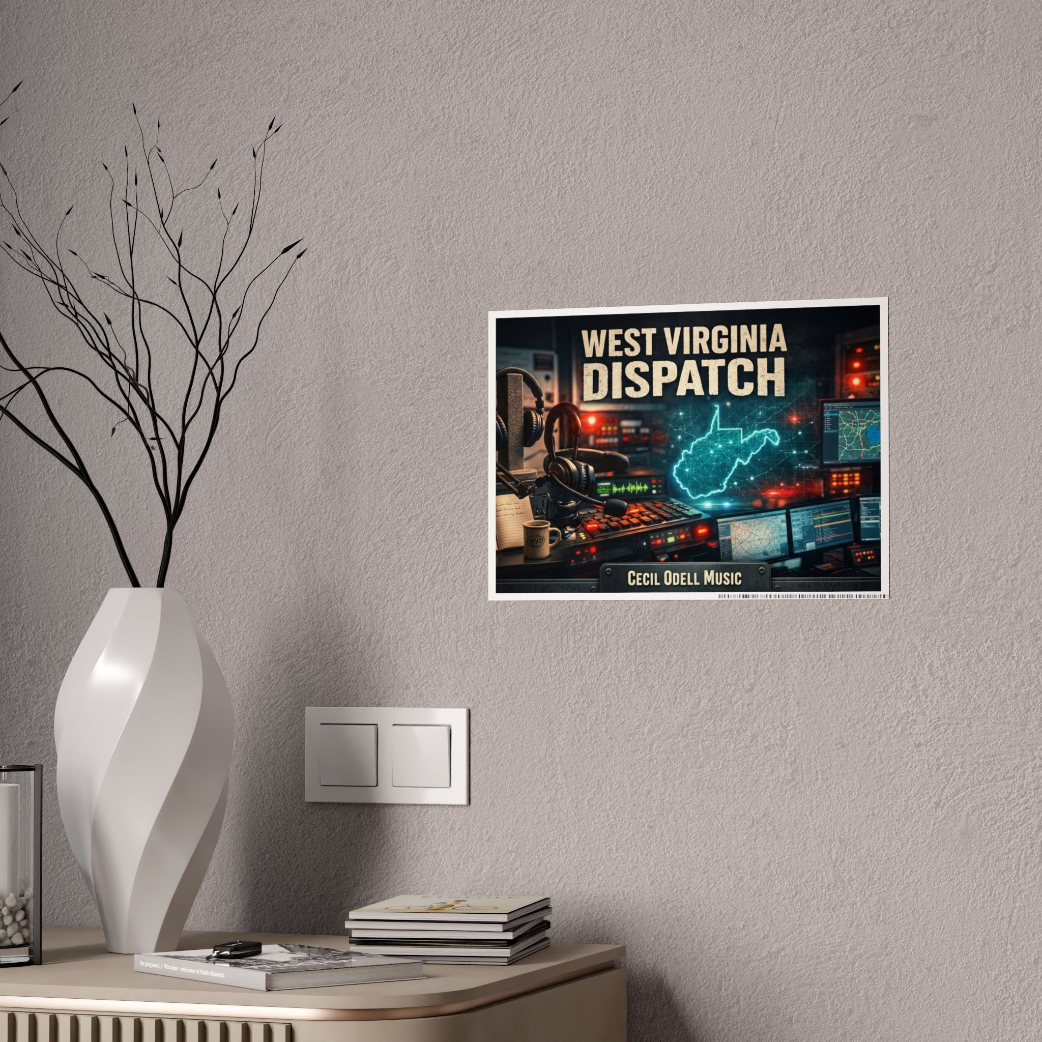 West Virginia Dispatch Gloss Poster: Retro Radio Control Room Wall Art