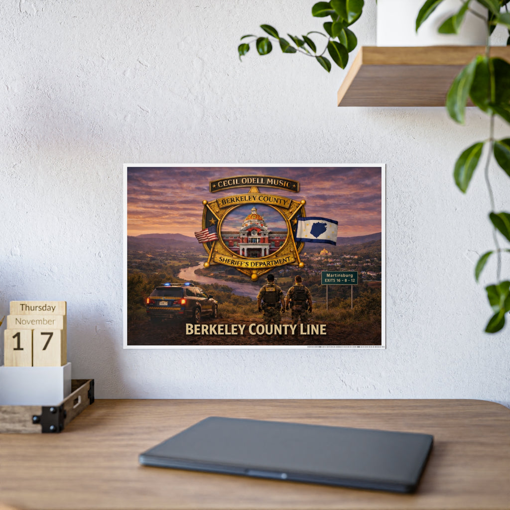 Berkeley County Line Gloss Poster: Sheriff’s Department Badge Scenic Tribute