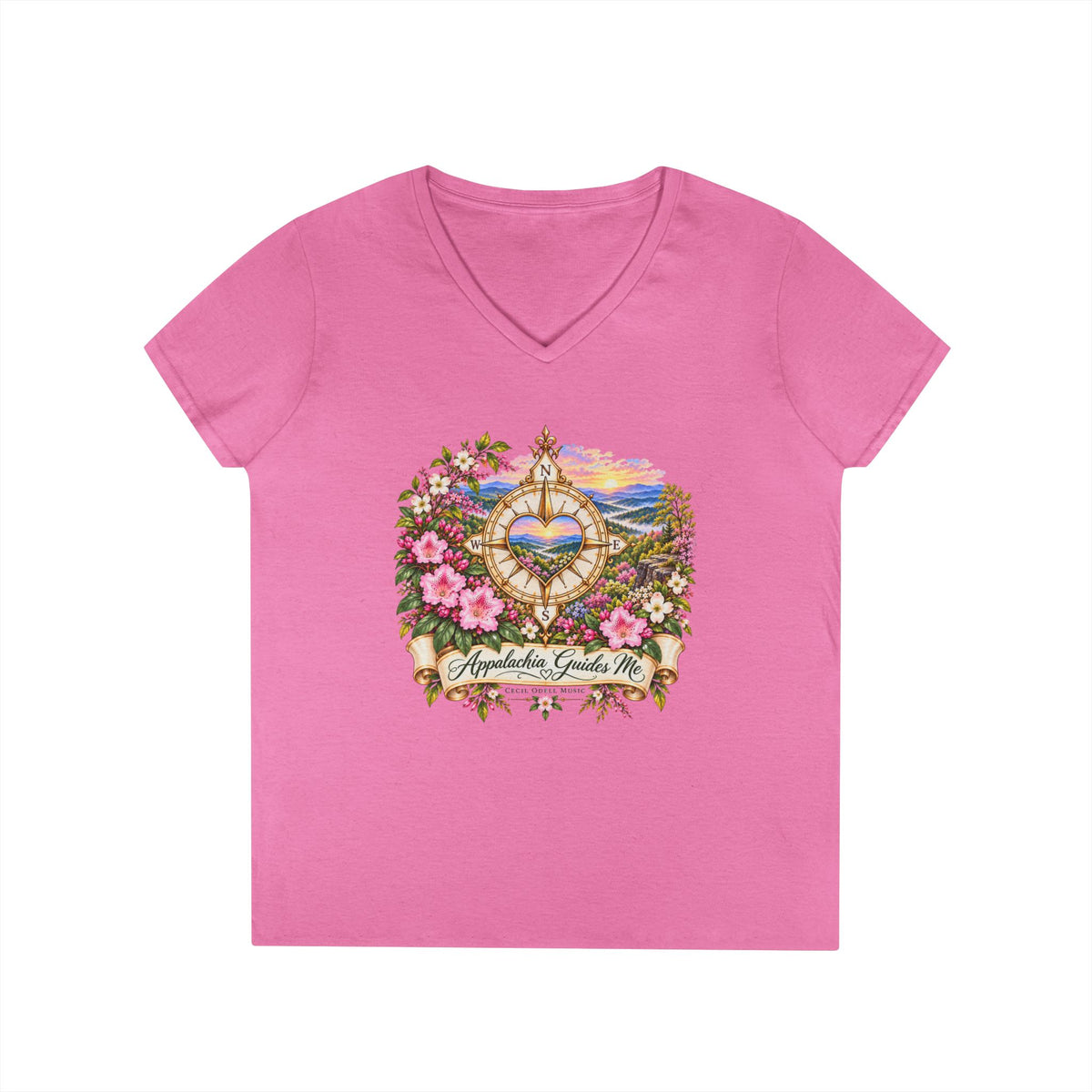 Appalachia Guides Me Floral - Ladies' V-Neck T-Shirt