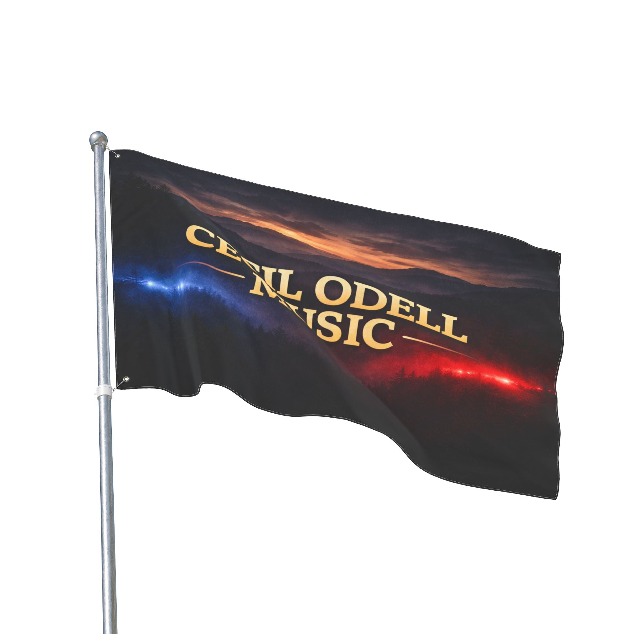 Cecil Odell Music Double-Sided Flag: Sunset Stage Logo Banner for Musicians & Fans