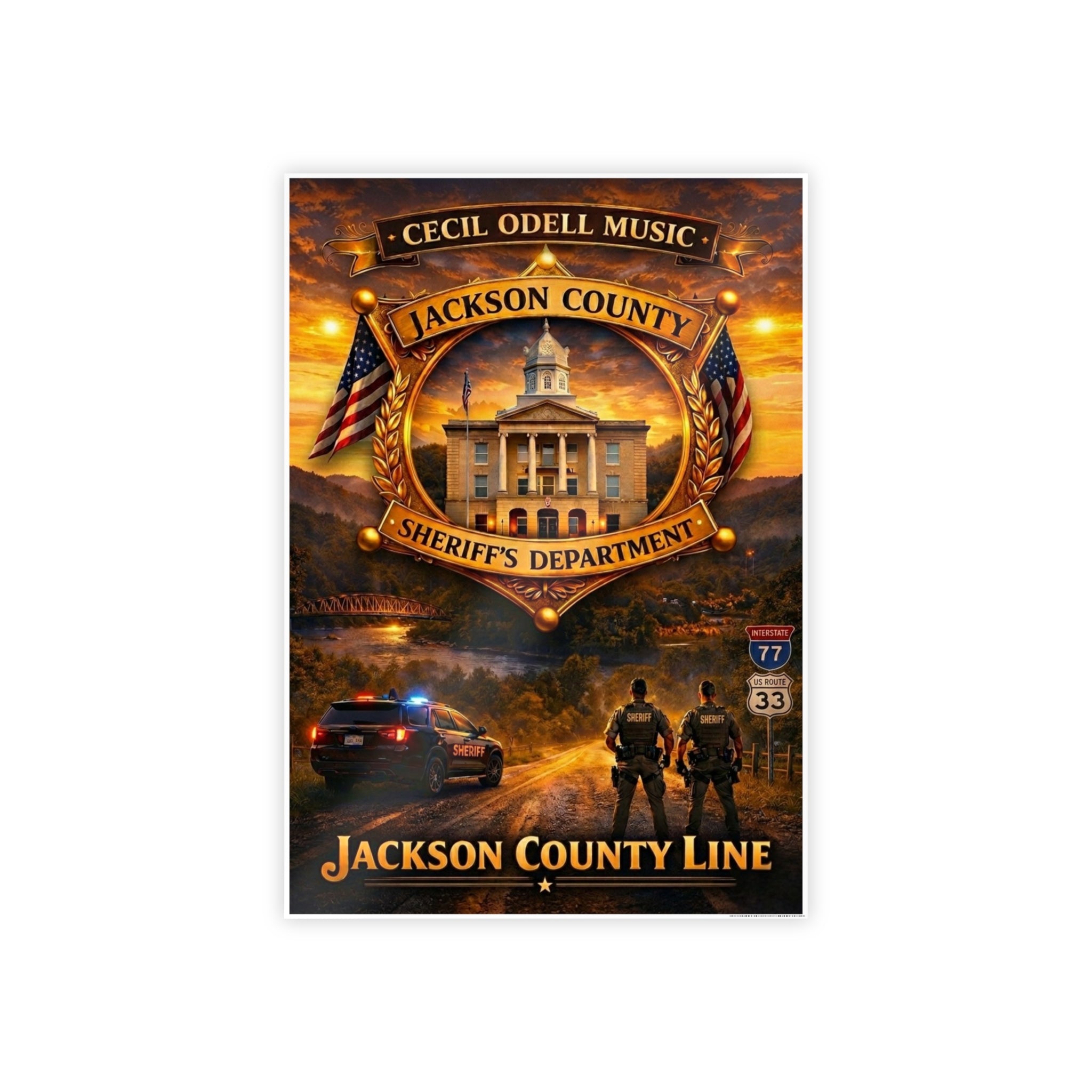 Jackson County Line Gloss Poster: Sheriff’s Department Tribute Wall Art