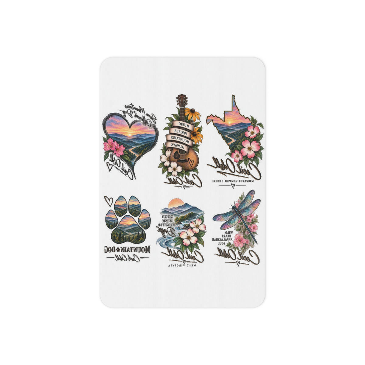 Mountain State Temporary Tattoos — Scenic Sunset & Floral Tattoo Sheet