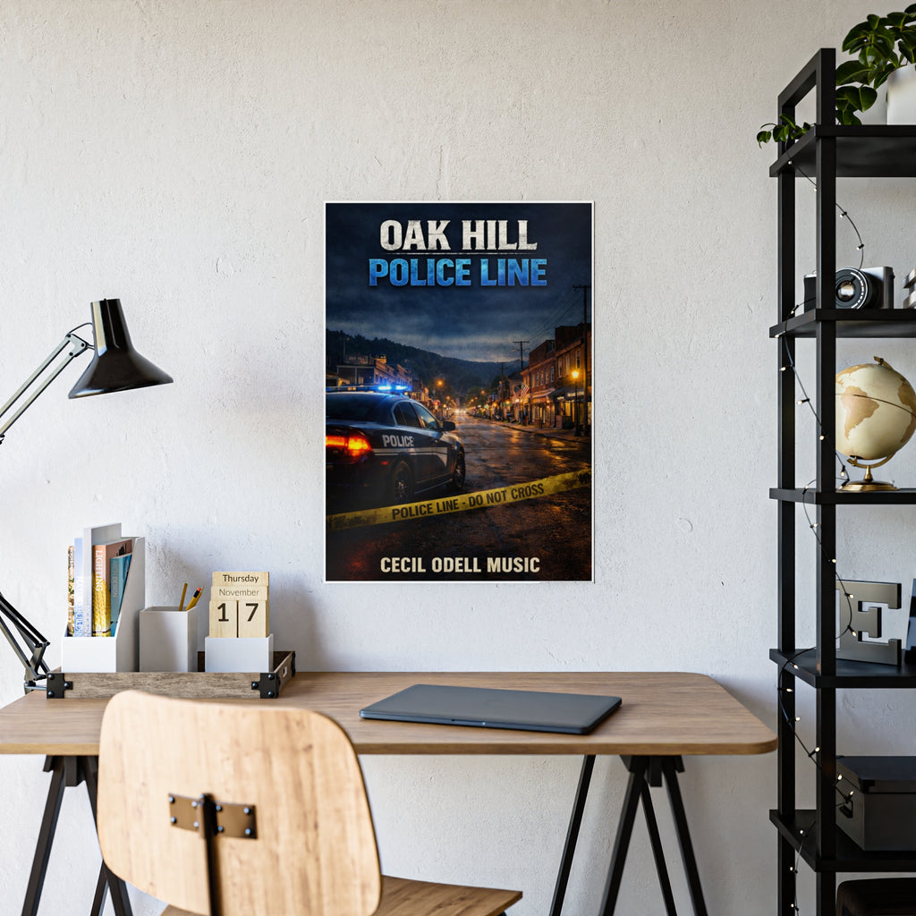 Oak Hill Police Line Gloss Poster: Crime Thriller Movie/Book Wall Art