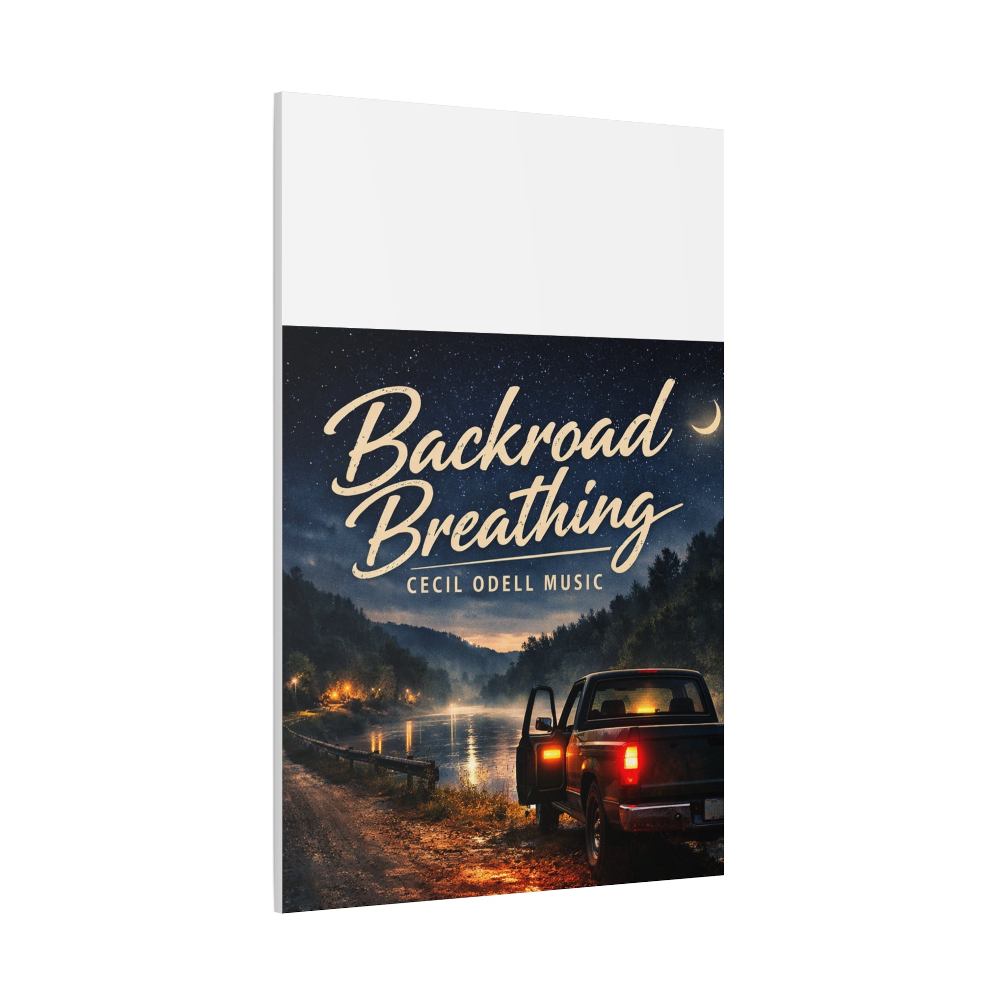 Backroad Breathing Matte Canvas Wall Art: Night Truck Landscape Music Print
