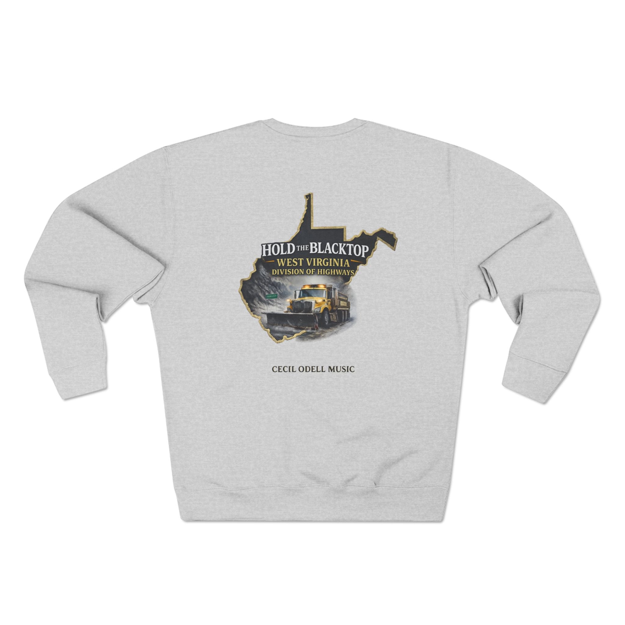 West Virginia Blacktop Crewneck Sweatshirt: 'Hold the Blacktop' State Graphic