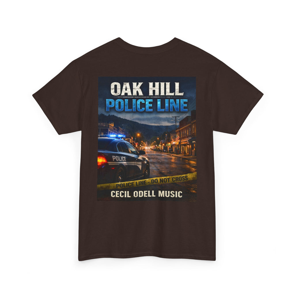 Oak Hill Police Line T-Shirt: 'Oak Hill Police Line' Graphic Tee (Cecil Odell Music)