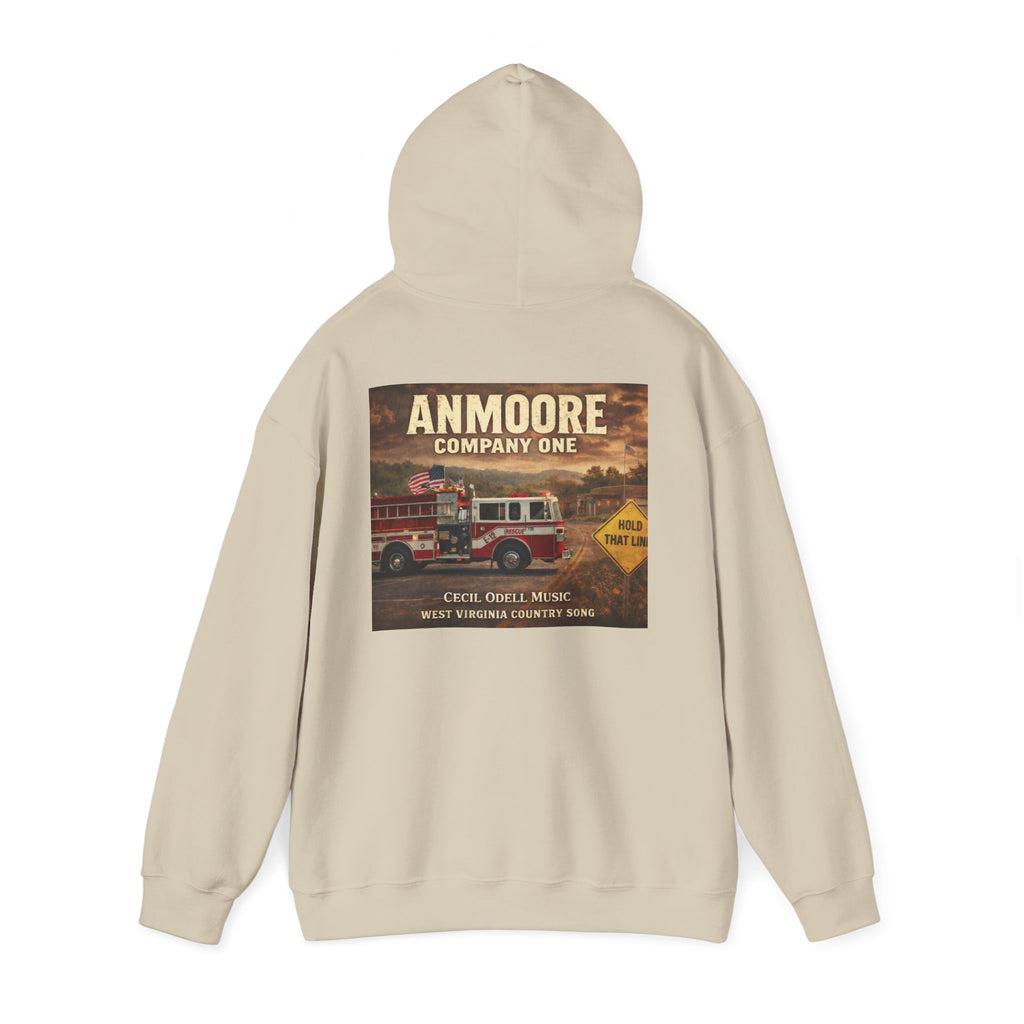 Firetruck Graphic Hoodie: Anmoore Company One Vintage Rescue Music Crewneck