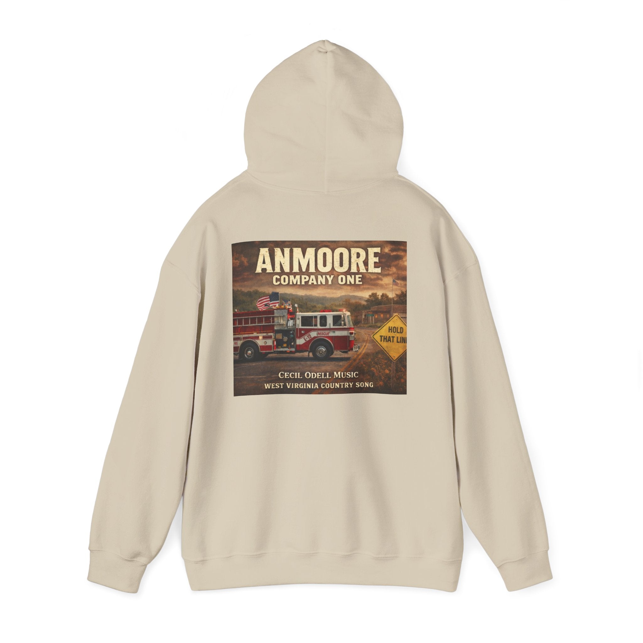 Firetruck Graphic Hoodie: Anmoore Company One Vintage Rescue Music Crewneck