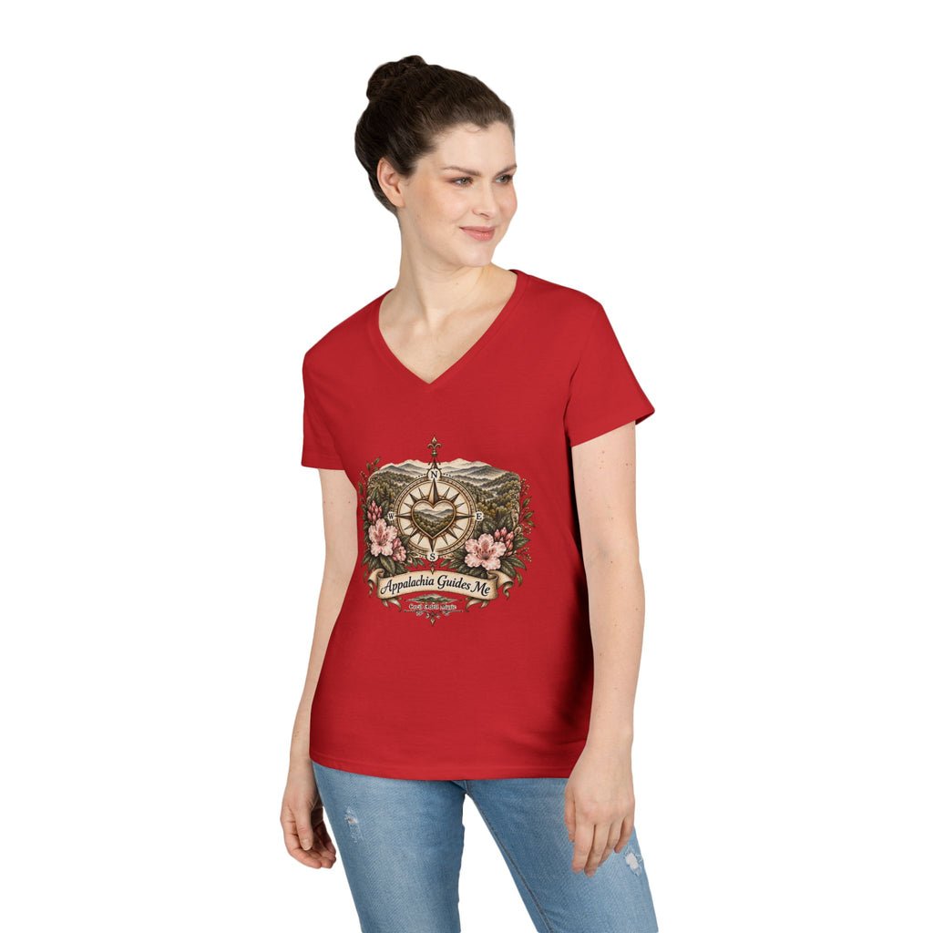 Appalachian Guide Floral Compass V-Neck Tee