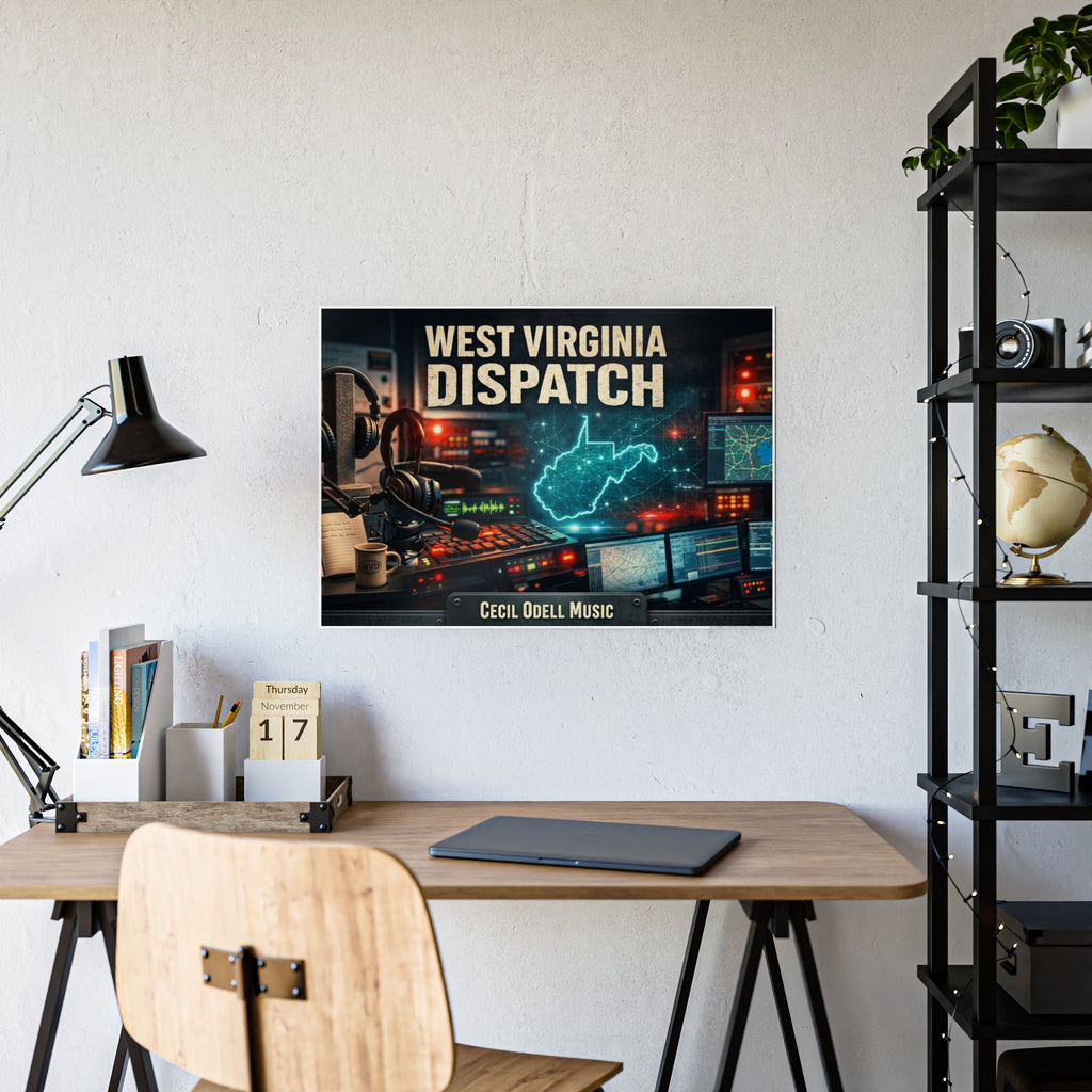 West Virginia Dispatch Gloss Poster: Retro Radio Control Room Wall Art