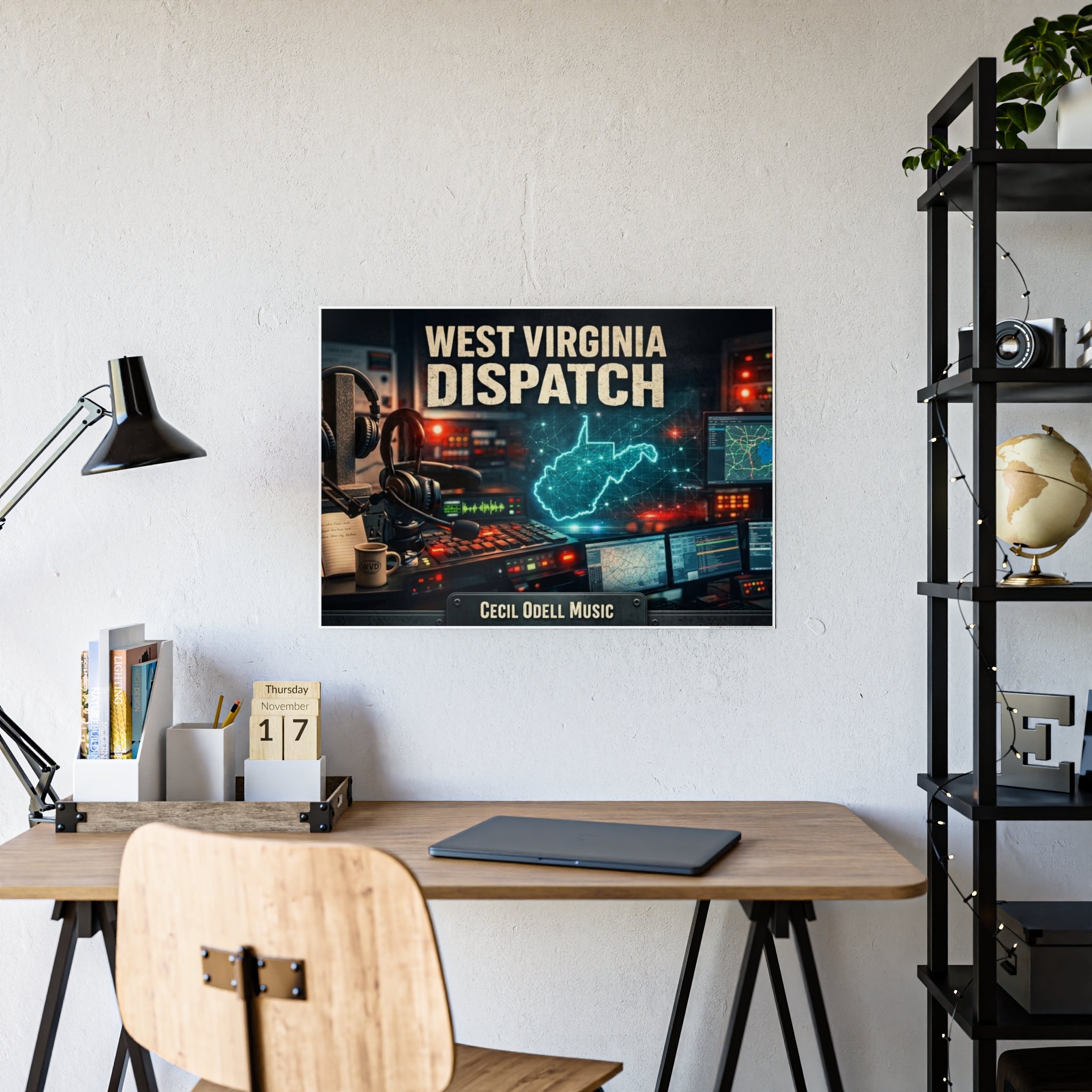 West Virginia Dispatch Gloss Poster: Retro Radio Control Room Wall Art