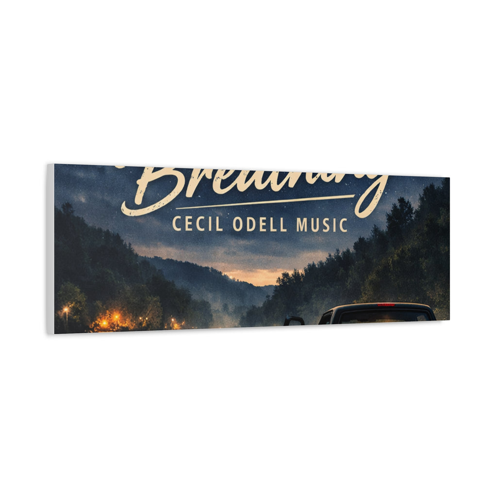 Backroad Breathing Matte Canvas Wall Art: Night Truck Landscape Music Print