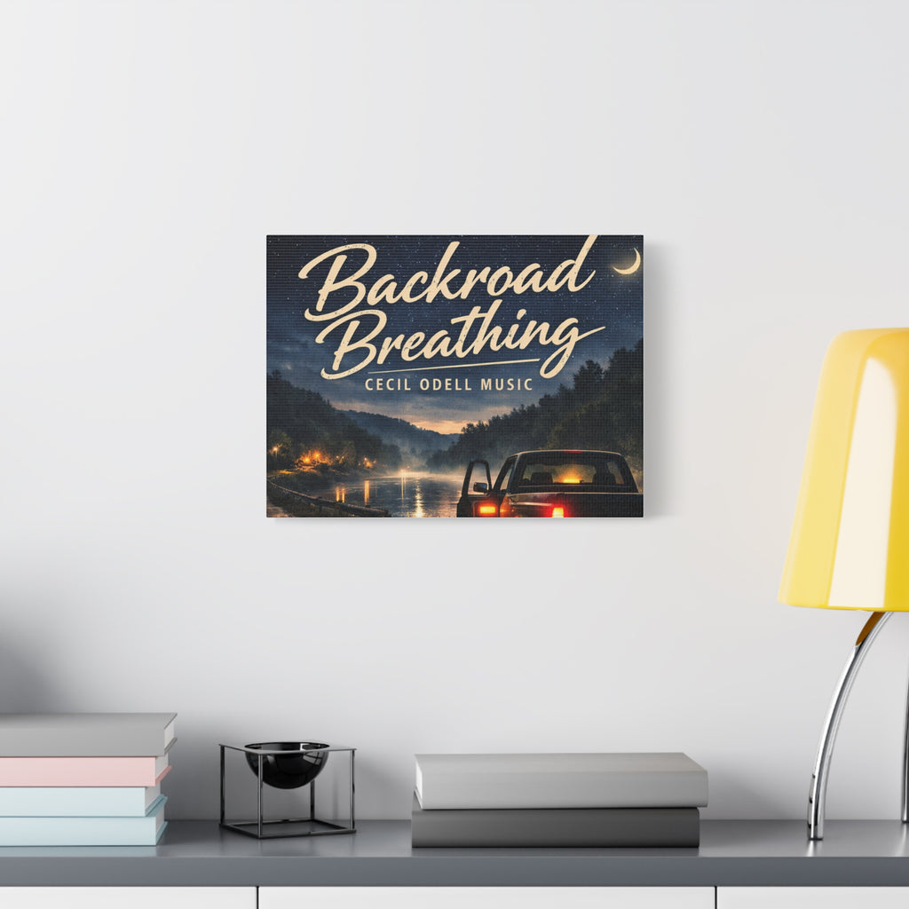 Backroad Breathing Matte Canvas Wall Art: Night Truck Landscape Music Print