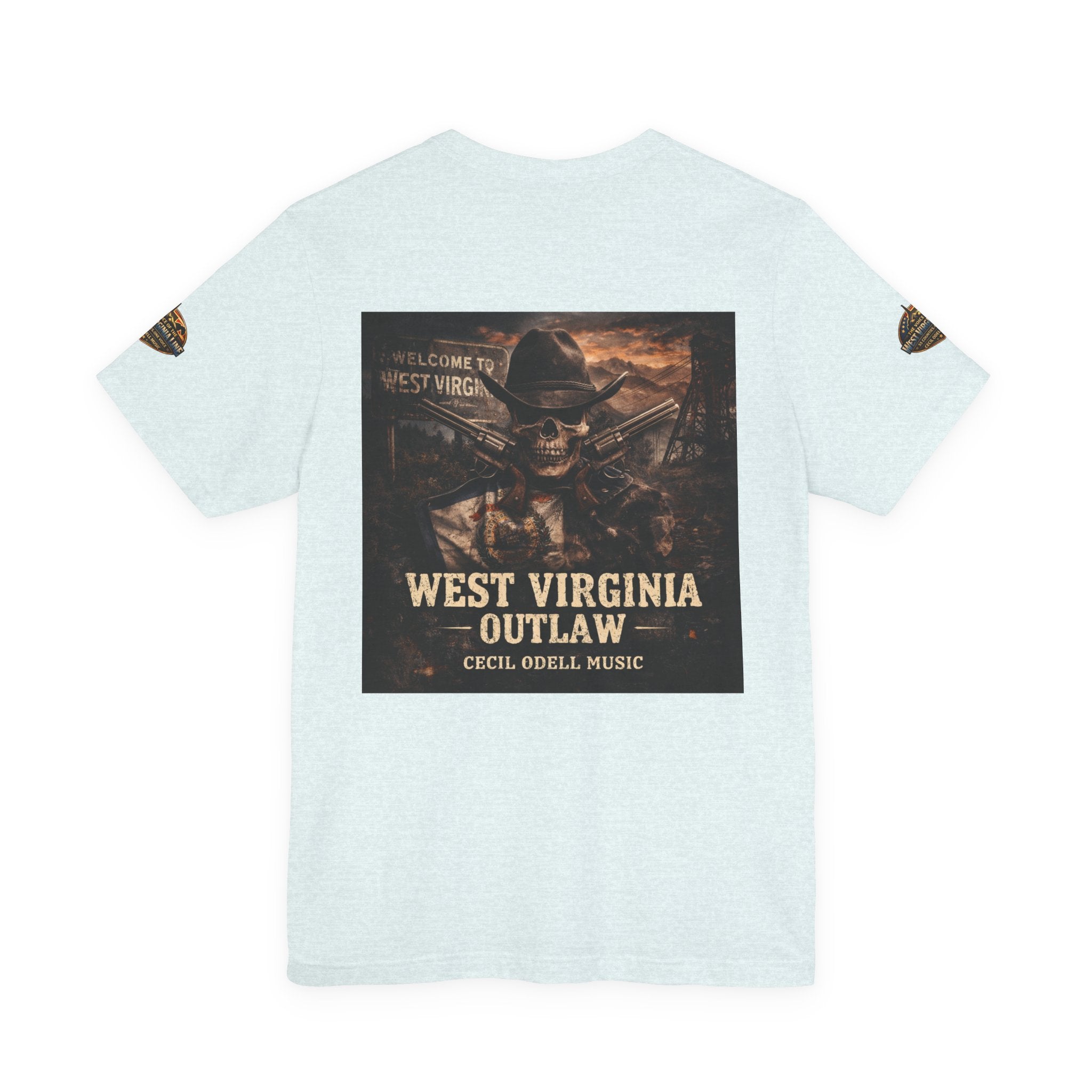 West Virginia Outlaw T-Shirt: Rustic Skull & Guns Country Graphic Tee