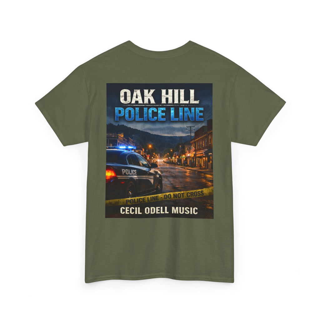 Oak Hill Police Line T-Shirt: 'Oak Hill Police Line' Graphic Tee (Cecil Odell Music)
