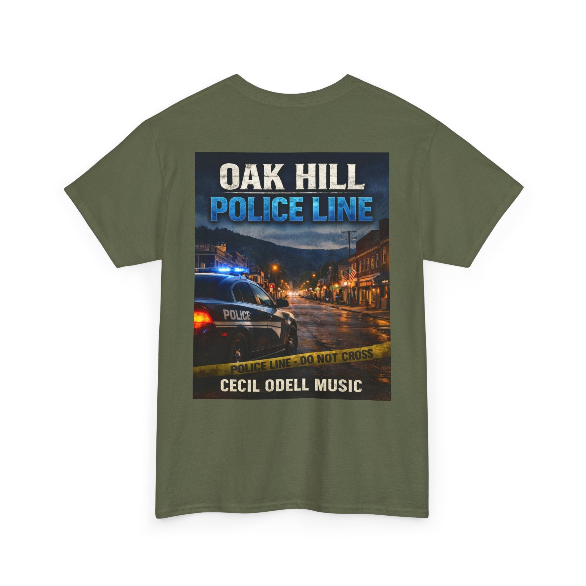 Oak Hill Police Line T-Shirt: 'Oak Hill Police Line' Graphic Tee (Cecil Odell Music)