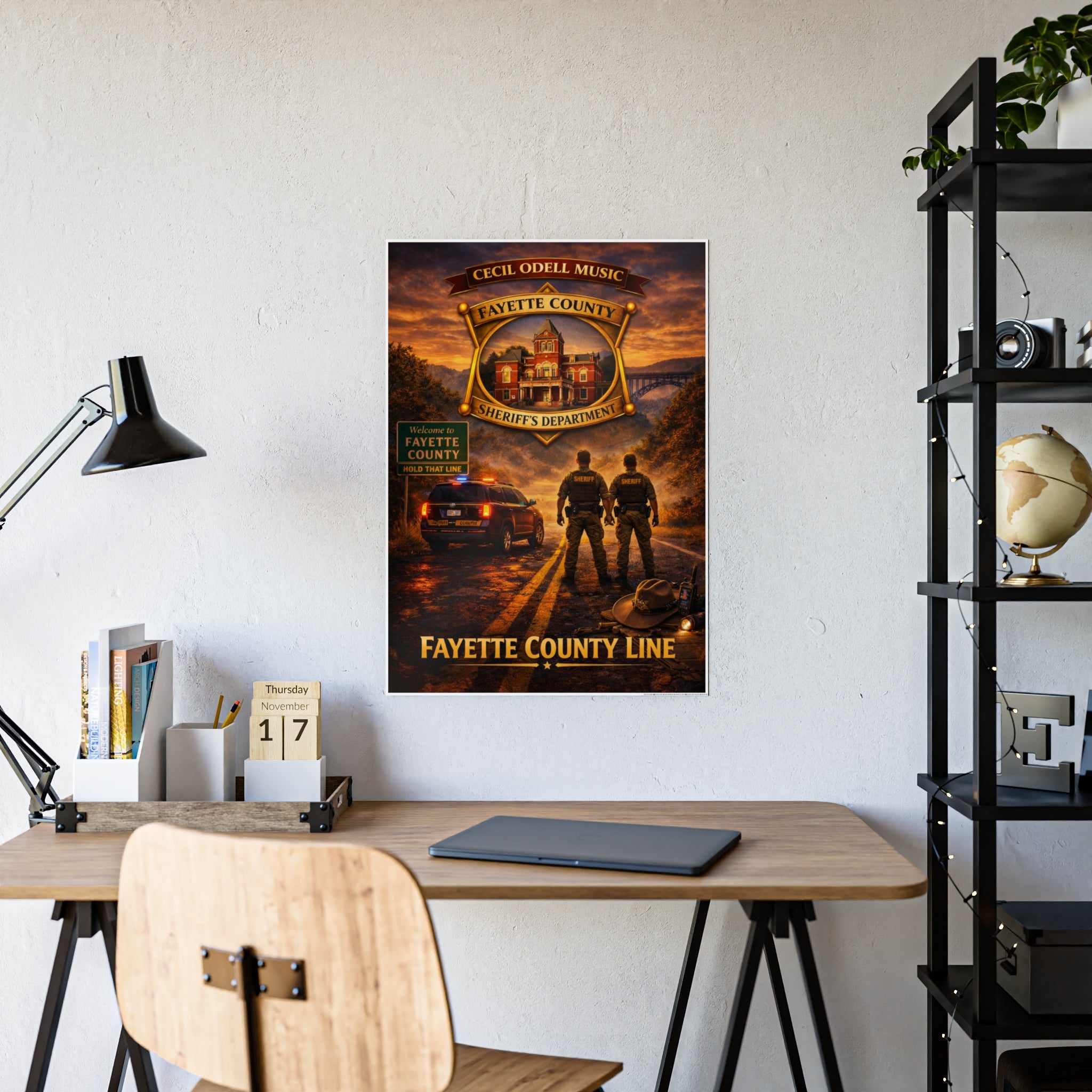 Fayette County Line Sheriff Poster: Gloss Police Badge Wall Art