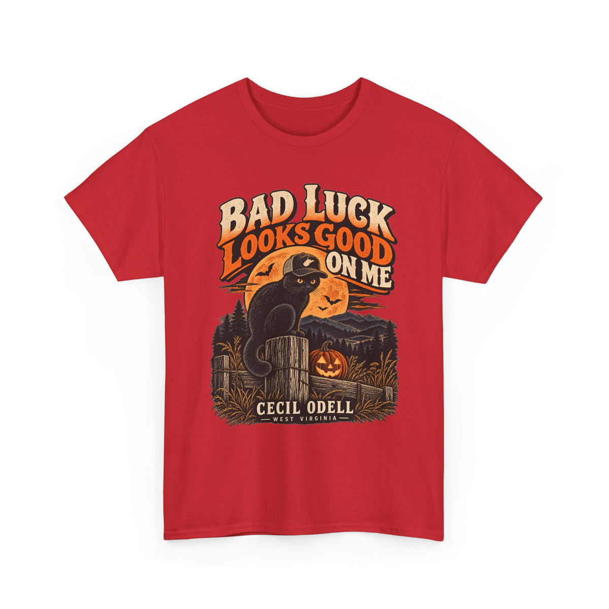 Bad Luck Looks Good on Me Halloween Tee | Cecil Odell