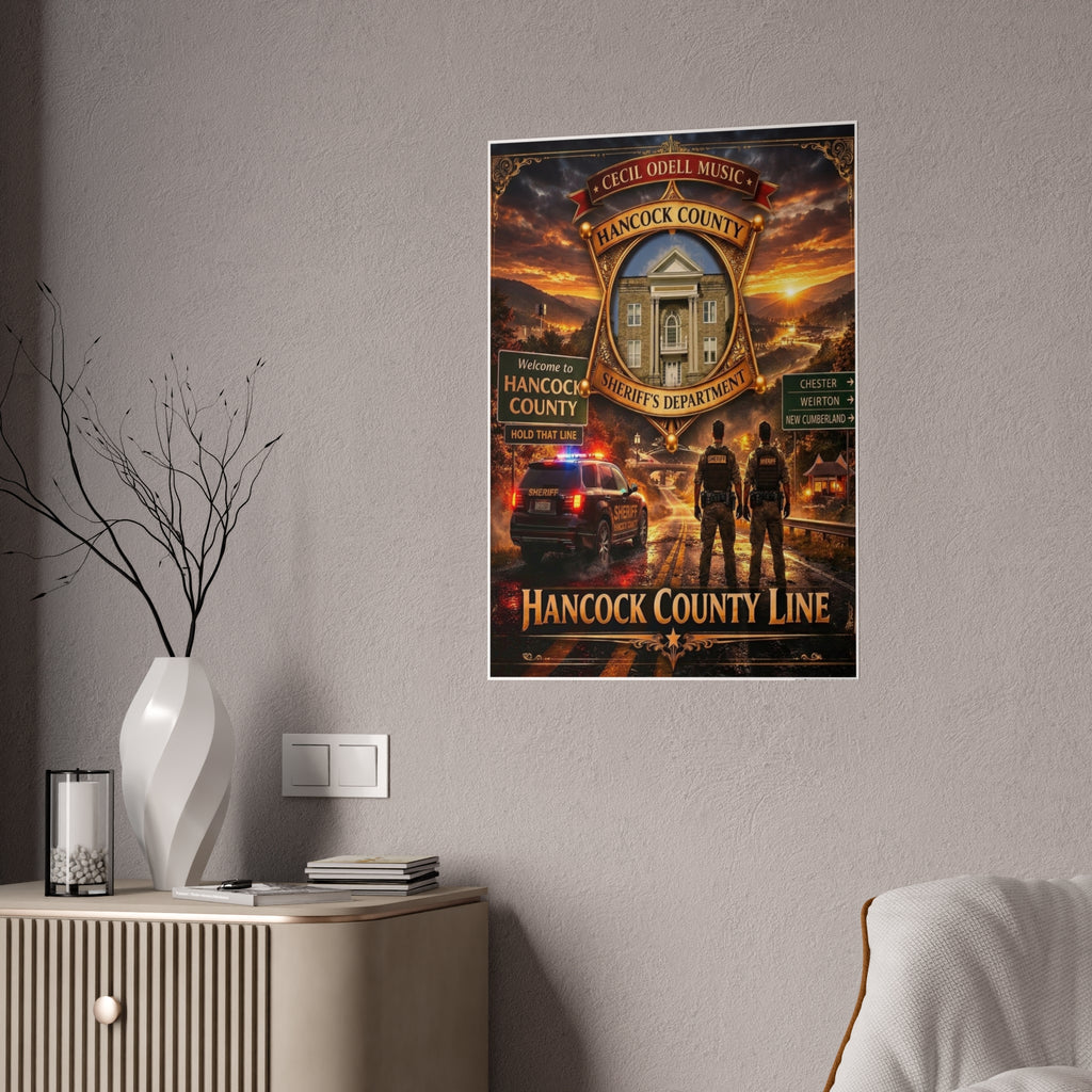Hancock County Line Gloss Poster: Sheriff’s Department Badge Wall Art