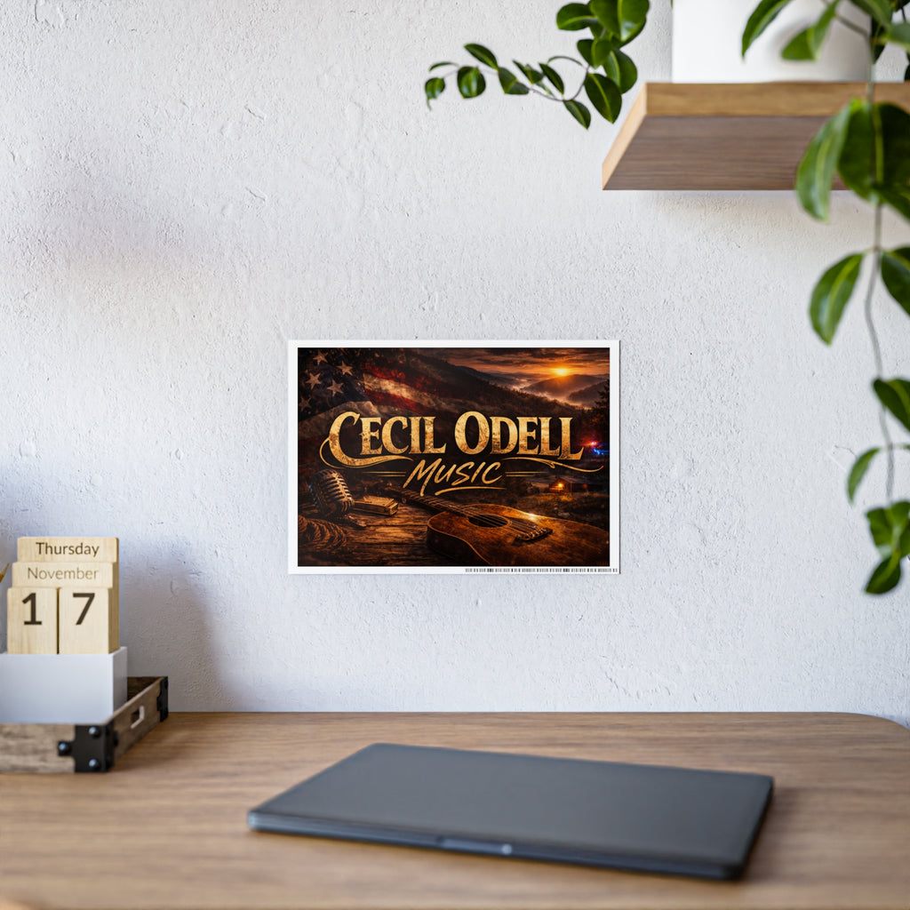 Cecil Odell Music Gloss Poster: Vintage Americana Guitar Wall Art