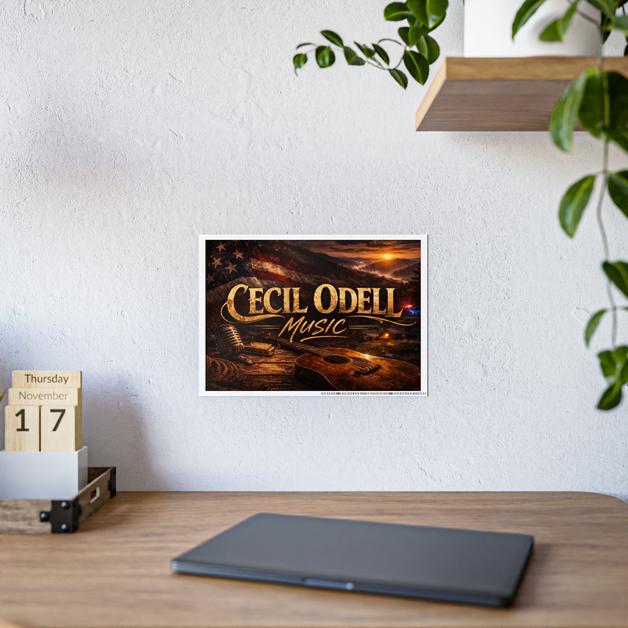 Cecil Odell Music Gloss Poster: Vintage Americana Guitar Wall Art