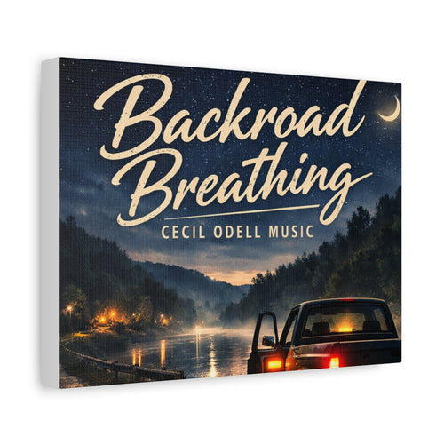 Backroad Breathing Matte Canvas Wall Art: Night Truck Landscape Music Print
