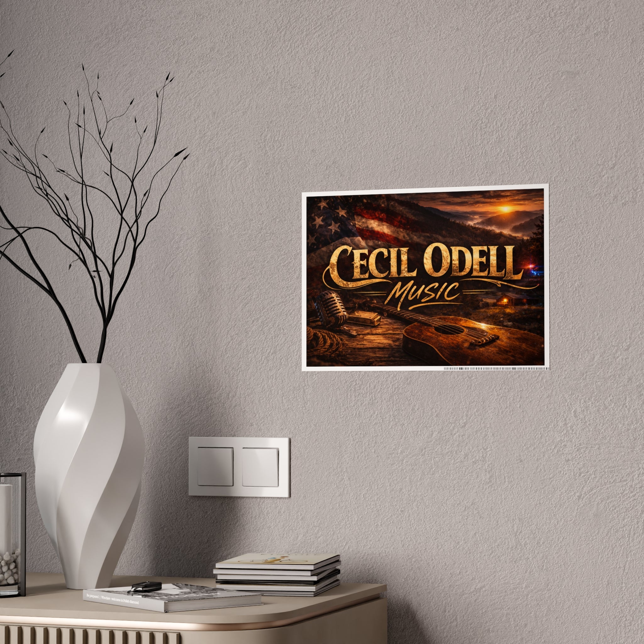 Cecil Odell Music Gloss Poster: Vintage Americana Guitar Wall Art