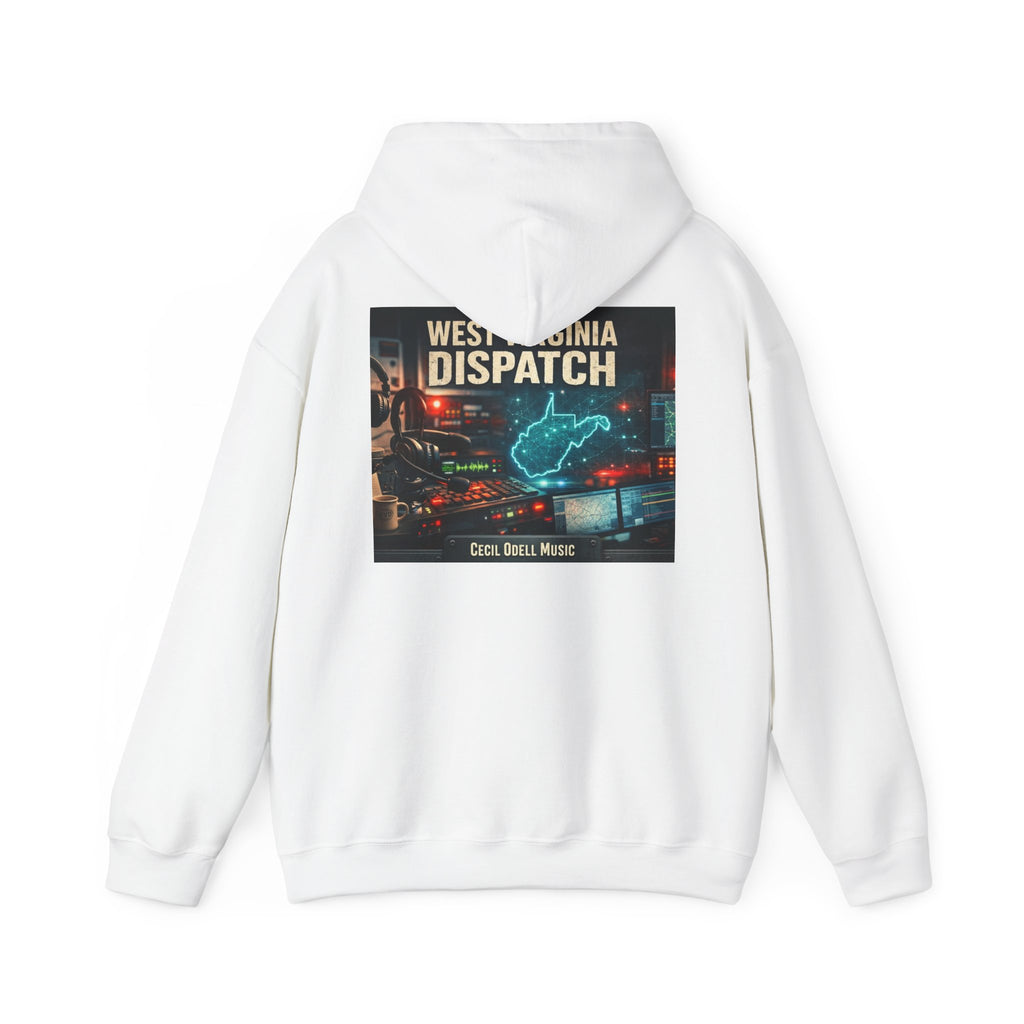 West Virginia Dispatch Hoodie: Retro Neon State Map & Eagle Graphic
